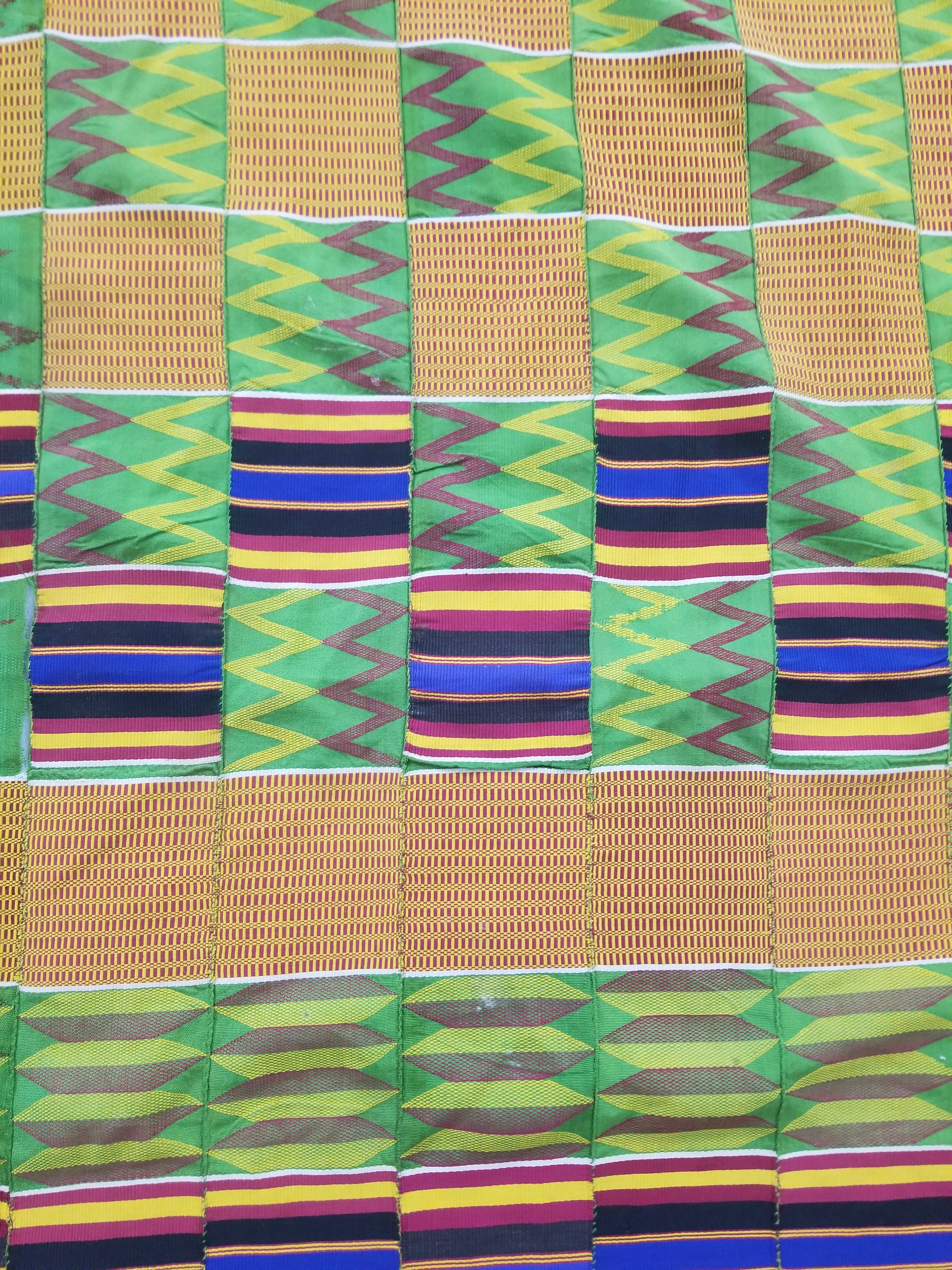 Vintage Ghana Kente Cloth Handwoven Checkerboard Textile Throw 360x163cm