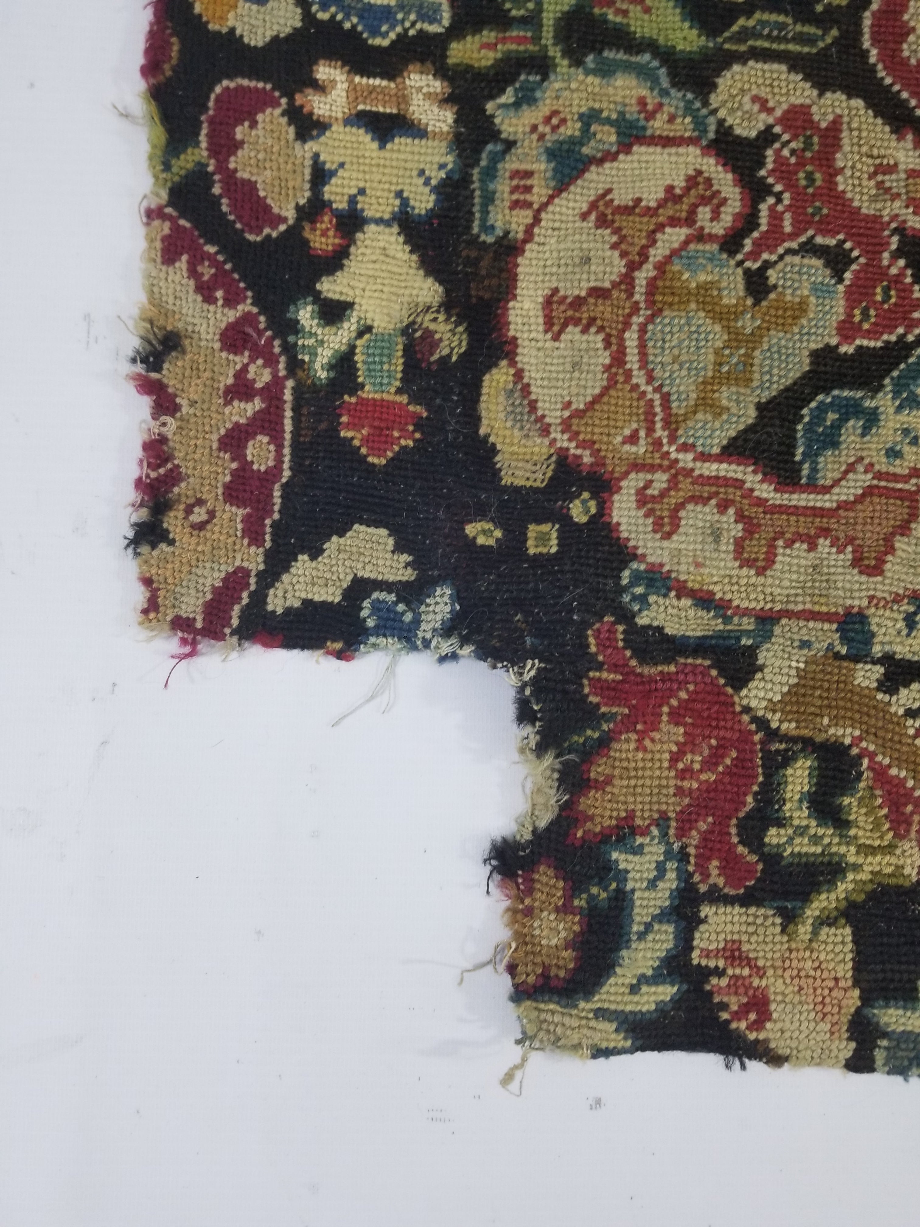 Antique European Needlepoint Pomegranate Tree Vase Floral Fragment 77x64cm