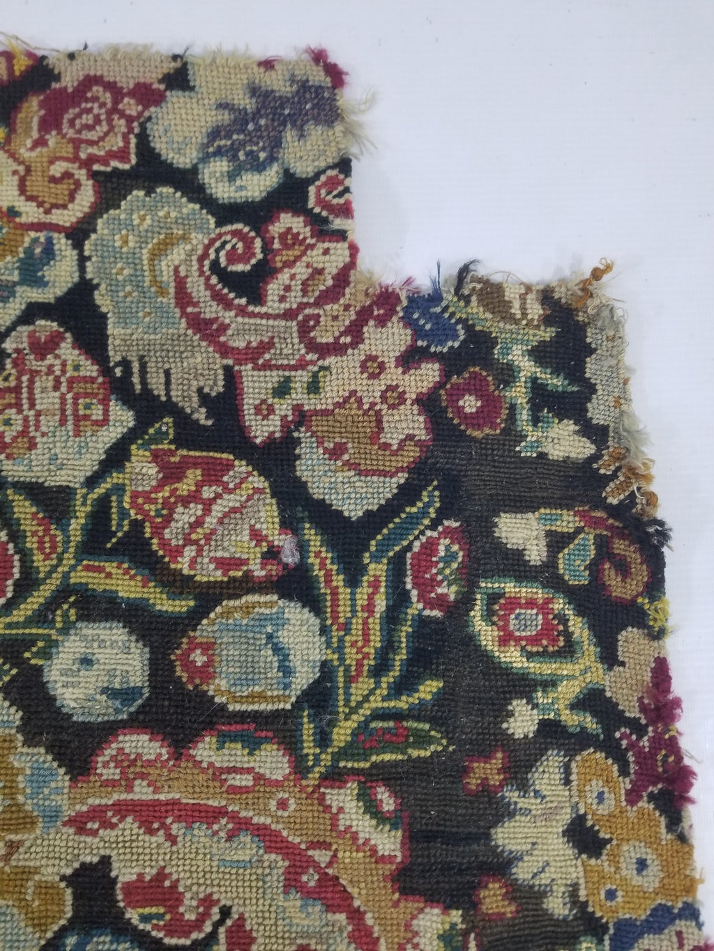 Antique European Needlepoint Pomegranate Tree Vase Floral Fragment 77x64cm