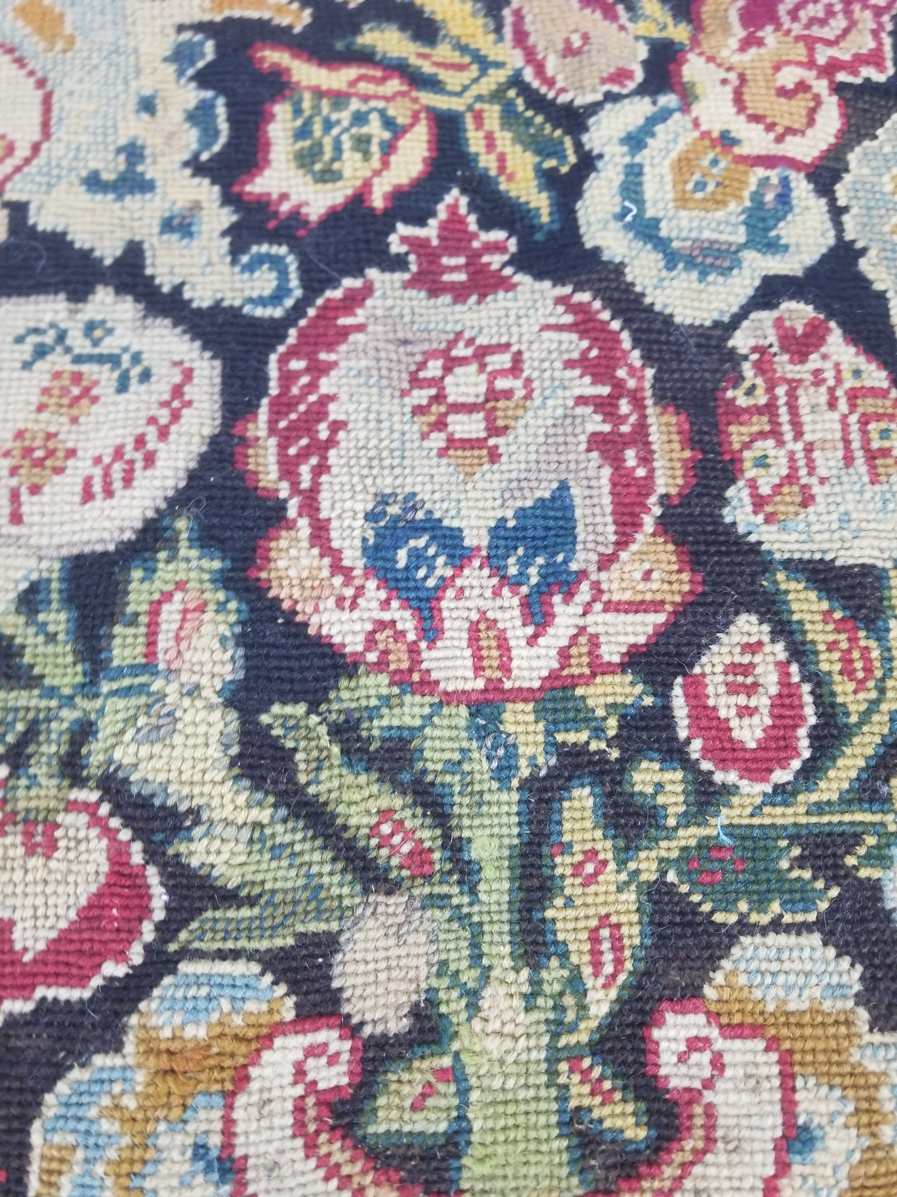 Antique European Needlepoint Pomegranate Tree Vase Floral Fragment 77x64cm