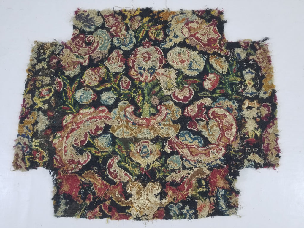 Antique European Needlepoint Pomegranate Tree Vase Floral Fragment 77x64cm