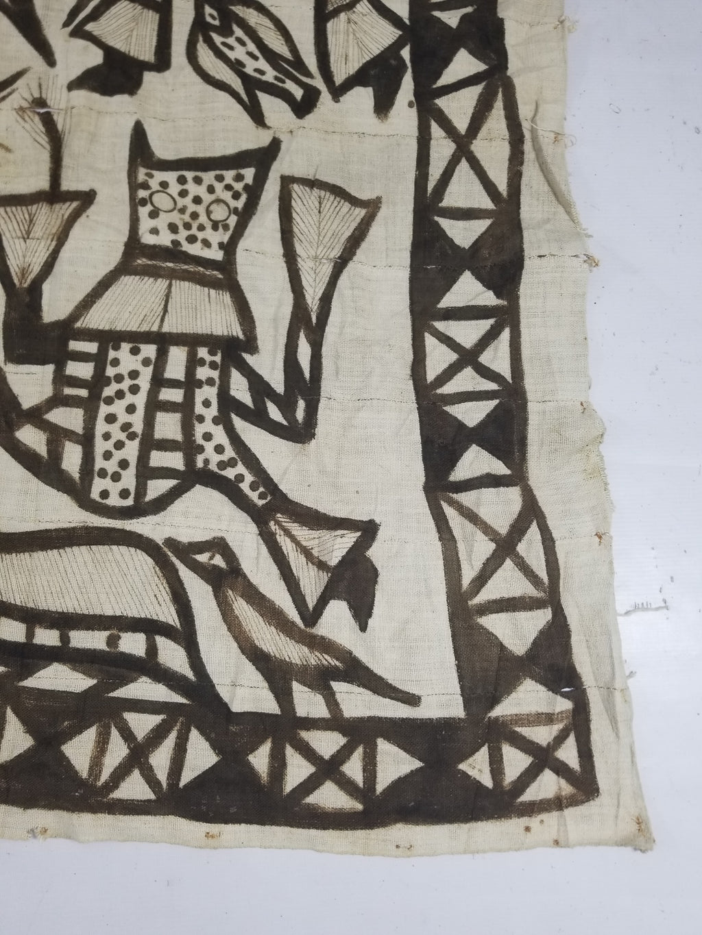 Vintage African Korhogo Senufo Mud Cloth Tribal Figures Hand Painted Tapestry 190x120cm