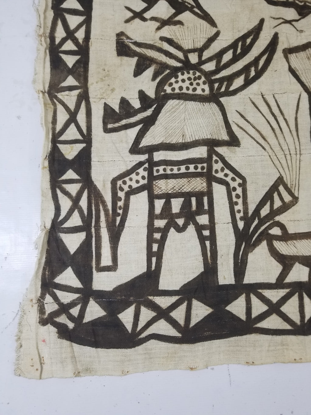 Vintage African Korhogo Senufo Mud Cloth Tribal Figures Hand Painted Tapestry 190x120cm