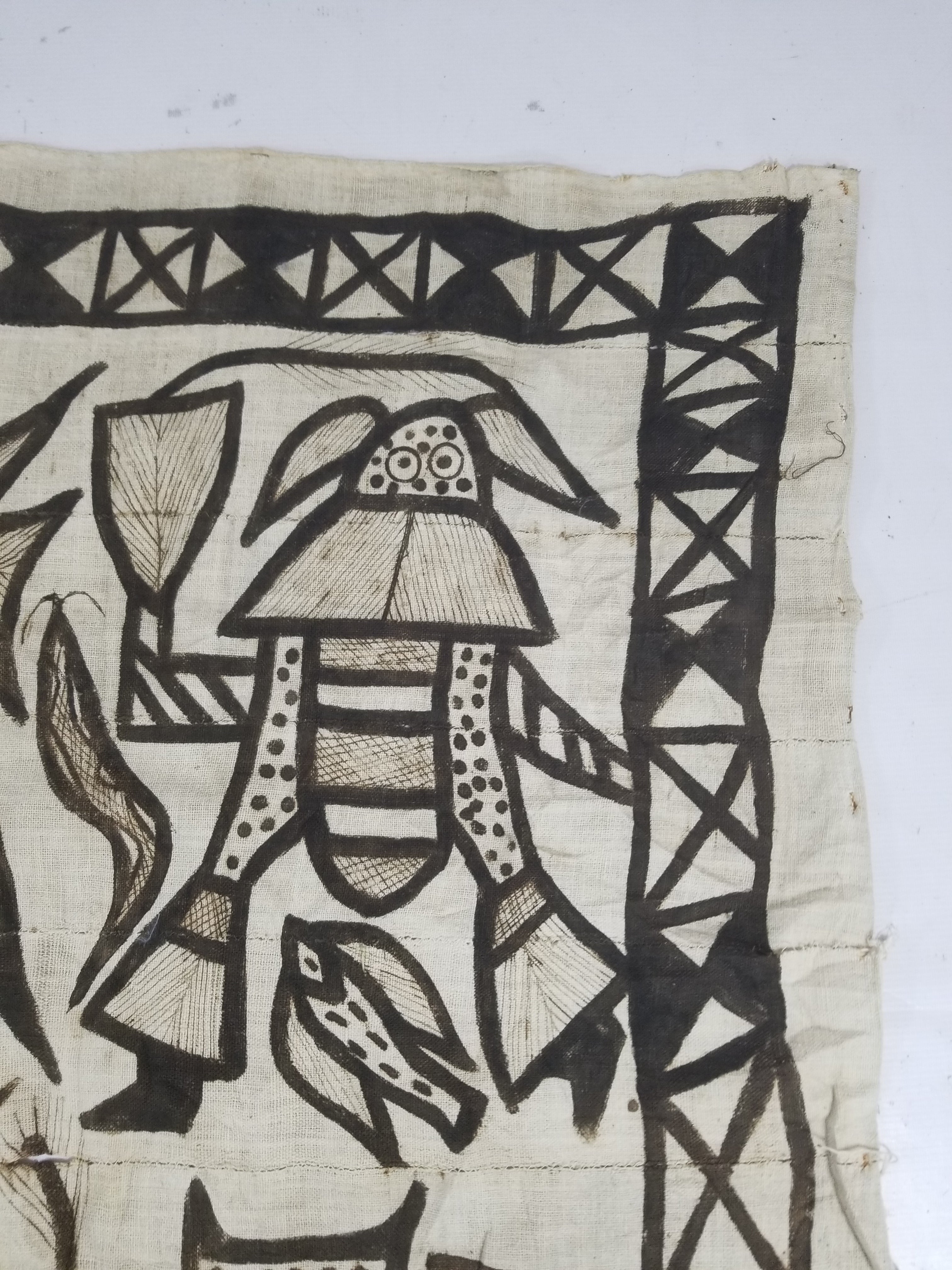 Vintage African Korhogo Senufo Mud Cloth Tribal Figures Hand Painted Tapestry 190x120cm