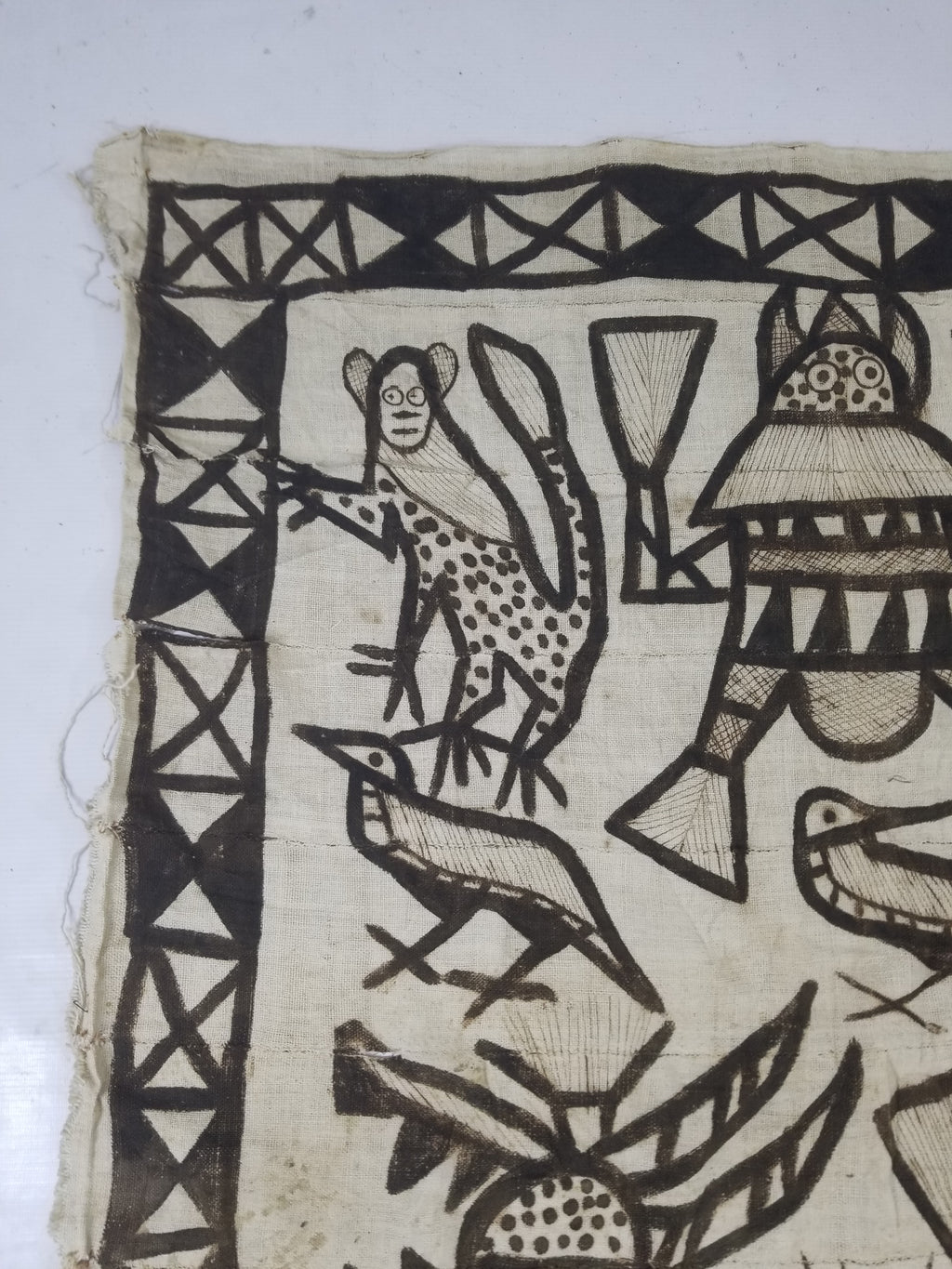 Vintage African Korhogo Senufo Mud Cloth Tribal Figures Hand Painted Tapestry 190x120cm