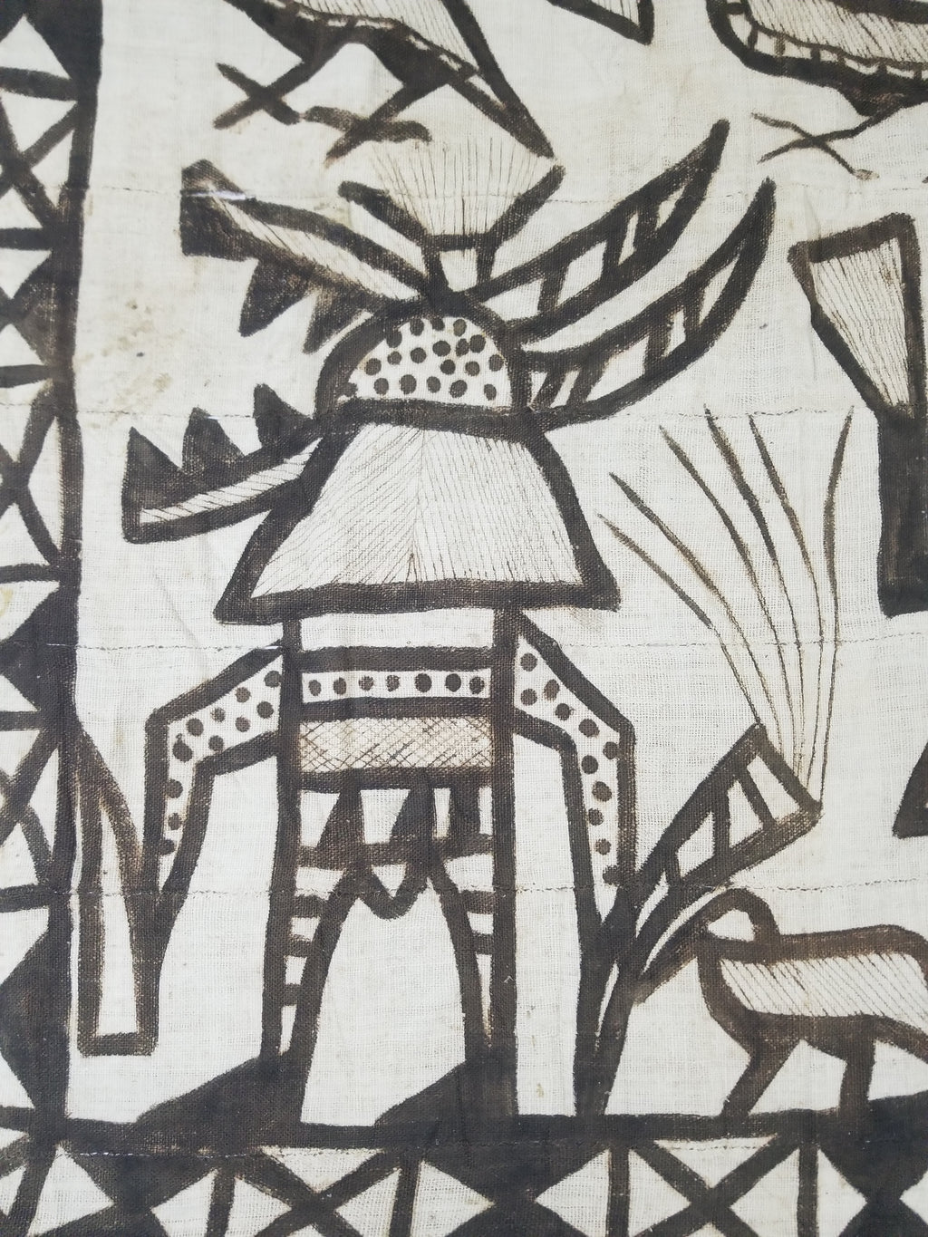 Vintage African Korhogo Senufo Mud Cloth Tribal Figures Hand Painted Tapestry 190x120cm