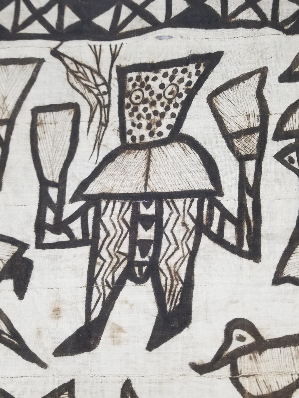 Vintage African Korhogo Senufo Mud Cloth Tribal Figures Hand Painted Tapestry 190x120cm