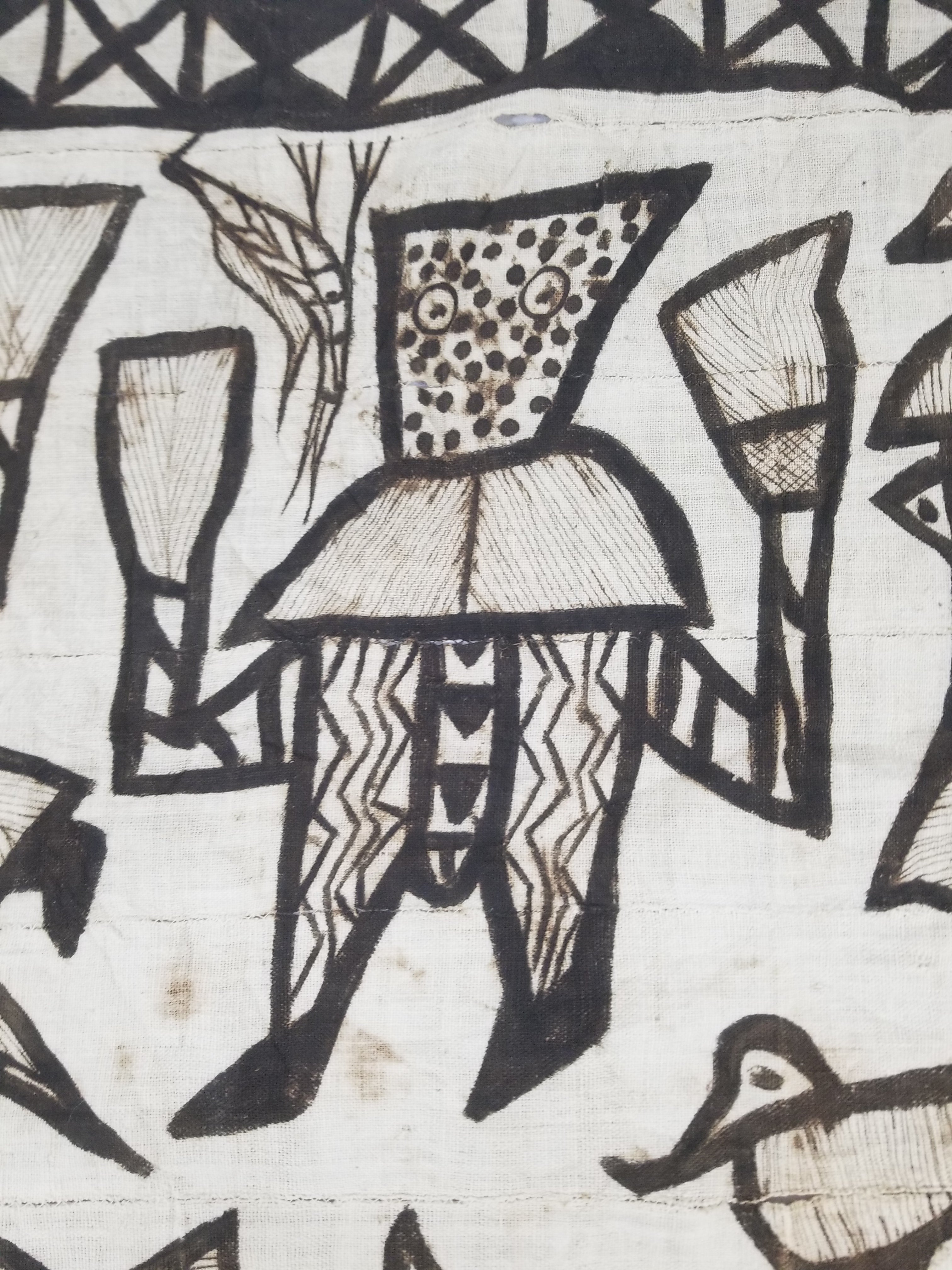 Vintage African Korhogo Senufo Mud Cloth Tribal Figures Hand Painted Tapestry 190x120cm