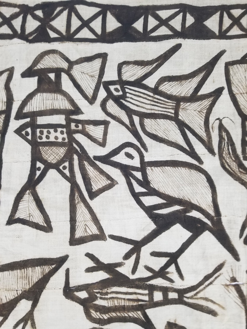 Vintage African Korhogo Senufo Mud Cloth Tribal Figures Hand Painted Tapestry 190x120cm