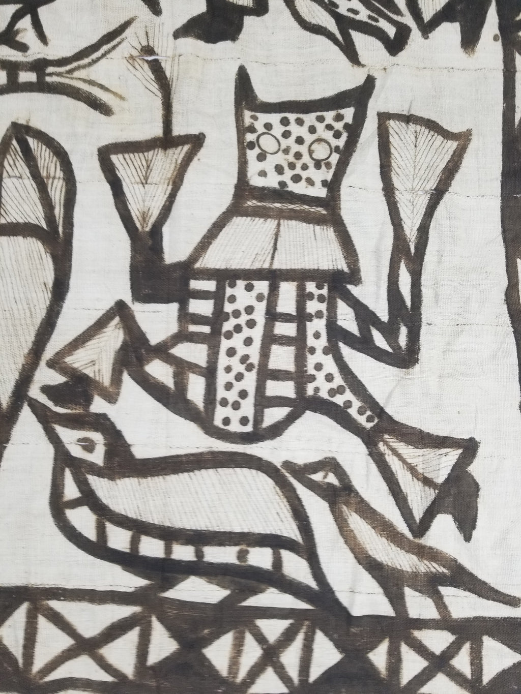 Vintage African Korhogo Senufo Mud Cloth Tribal Figures Hand Painted Tapestry 190x120cm
