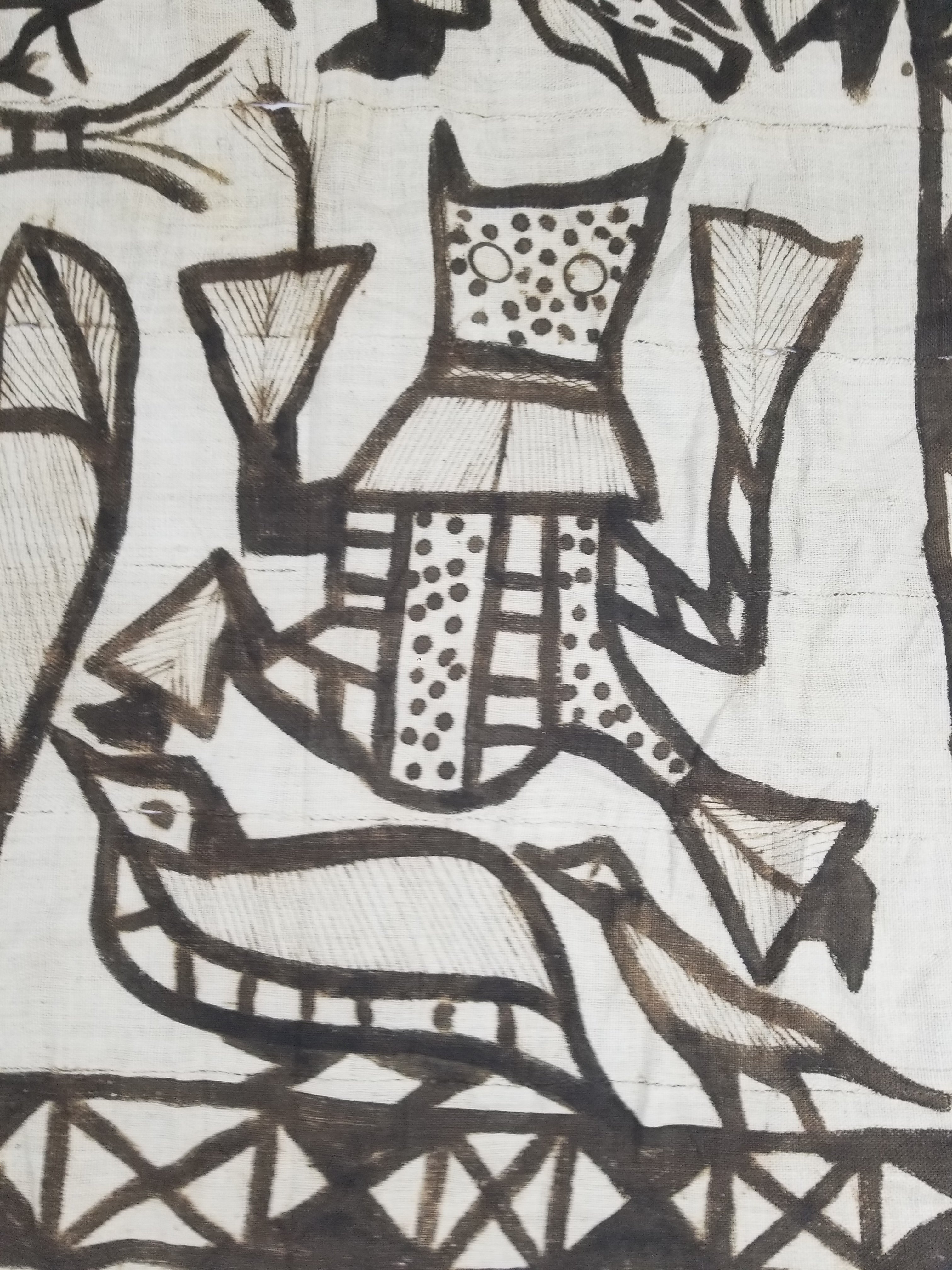 Vintage African Korhogo Senufo Mud Cloth Tribal Figures Hand Painted Tapestry 190x120cm
