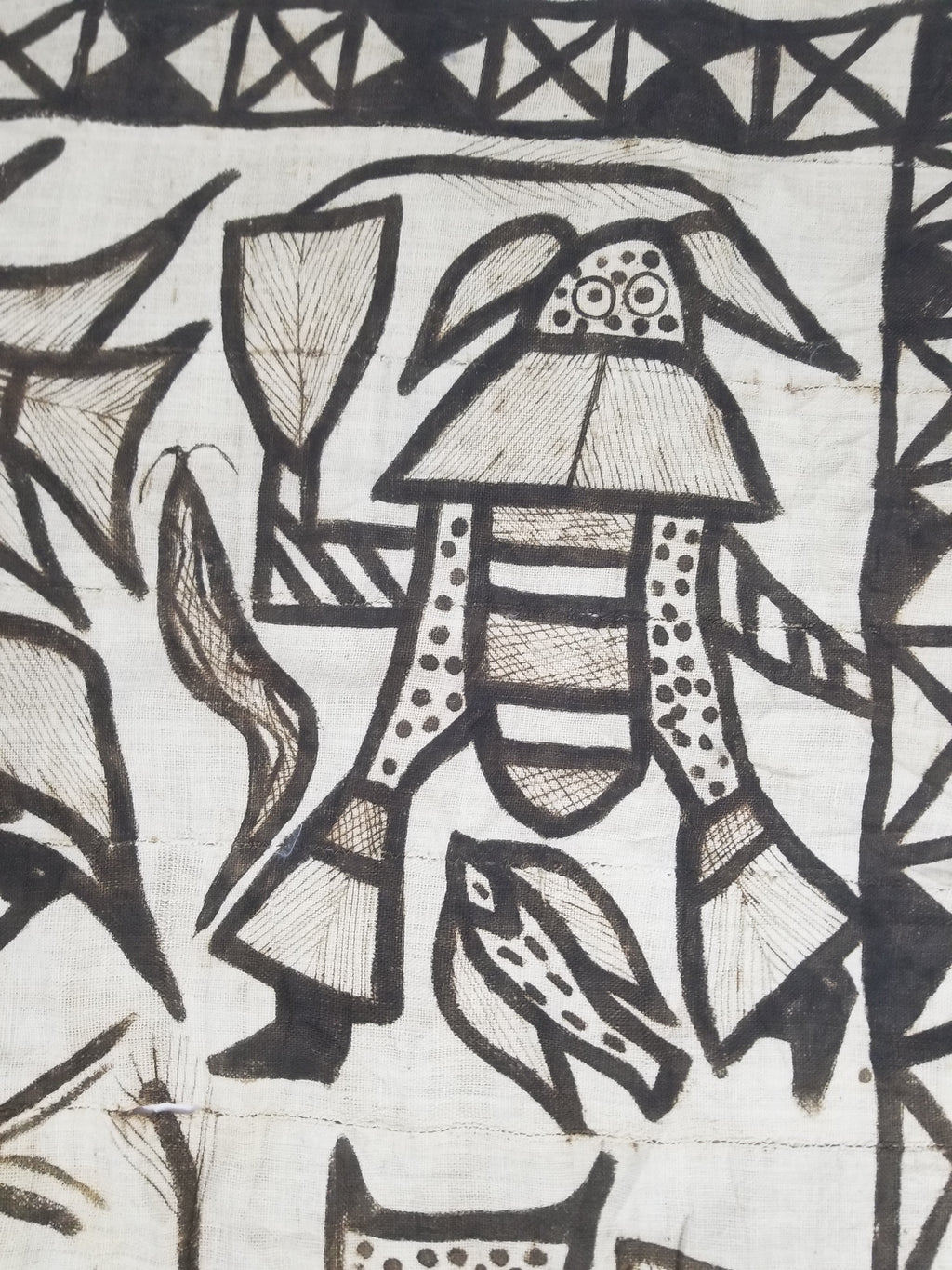 Vintage African Korhogo Senufo Mud Cloth Tribal Figures Hand Painted Tapestry 190x120cm