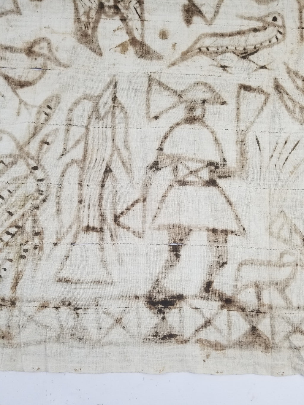 Vintage African Korhogo Senufo Mud Cloth Tribal Figures Hand Painted Tapestry 190x120cm