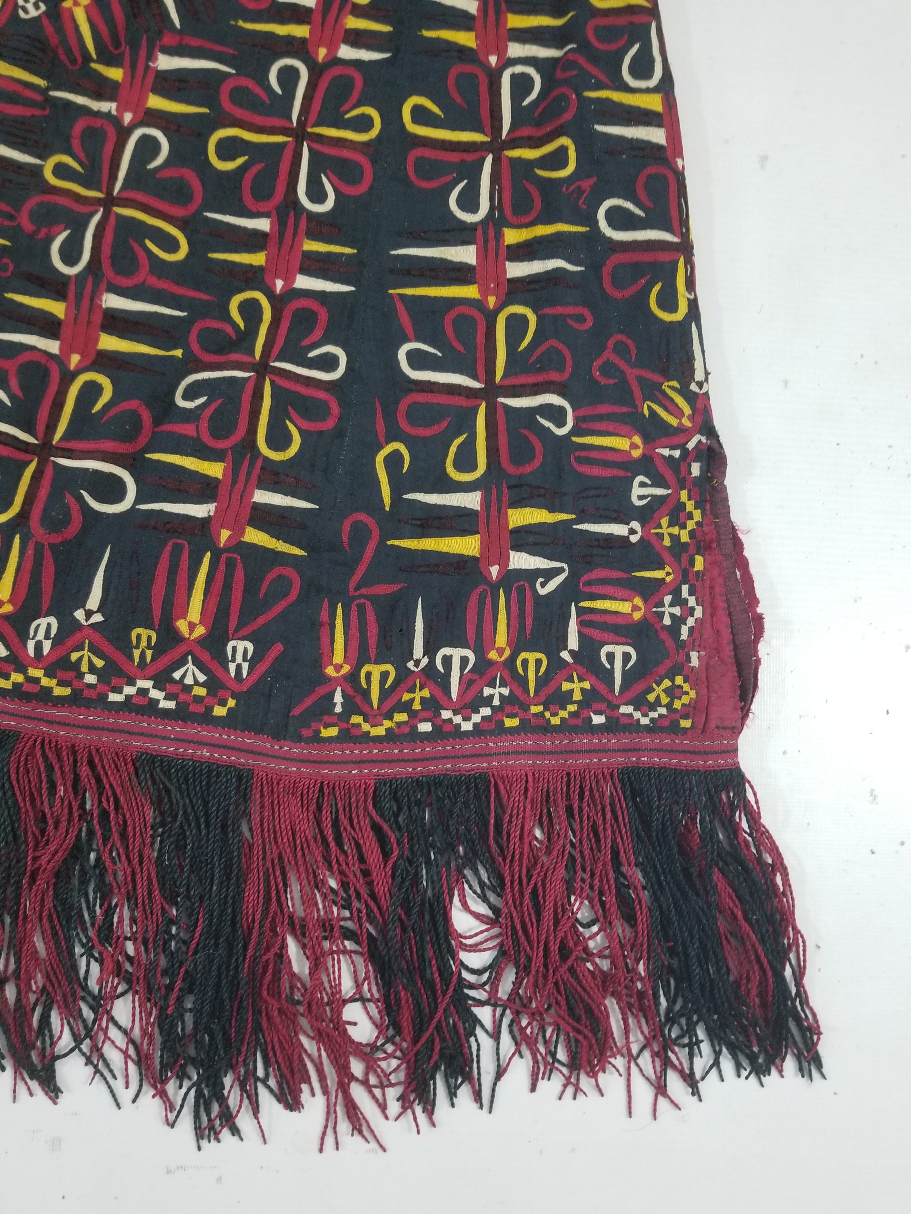 Vintage Turkmen Hand-Embroidered Symmetrical Tribal Robe