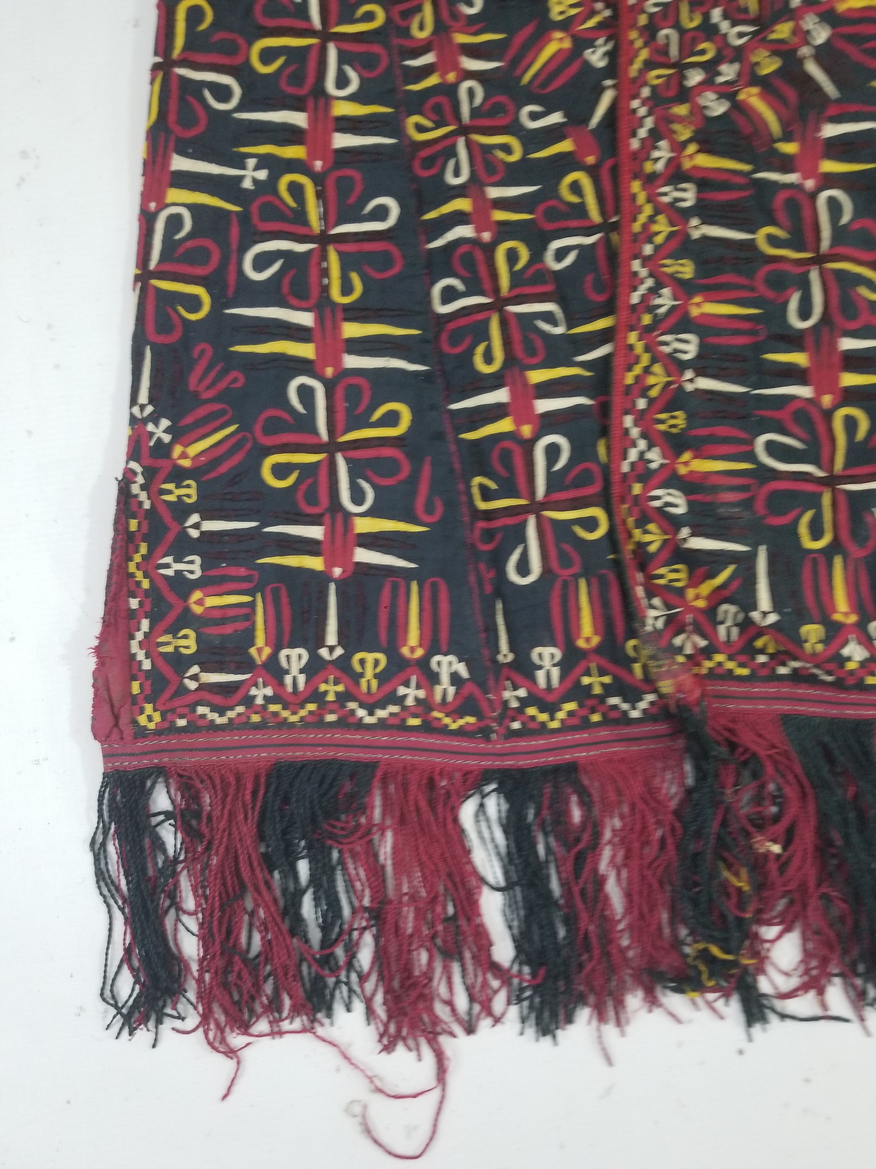 Vintage Turkmen Hand-Embroidered Symmetrical Tribal Robe
