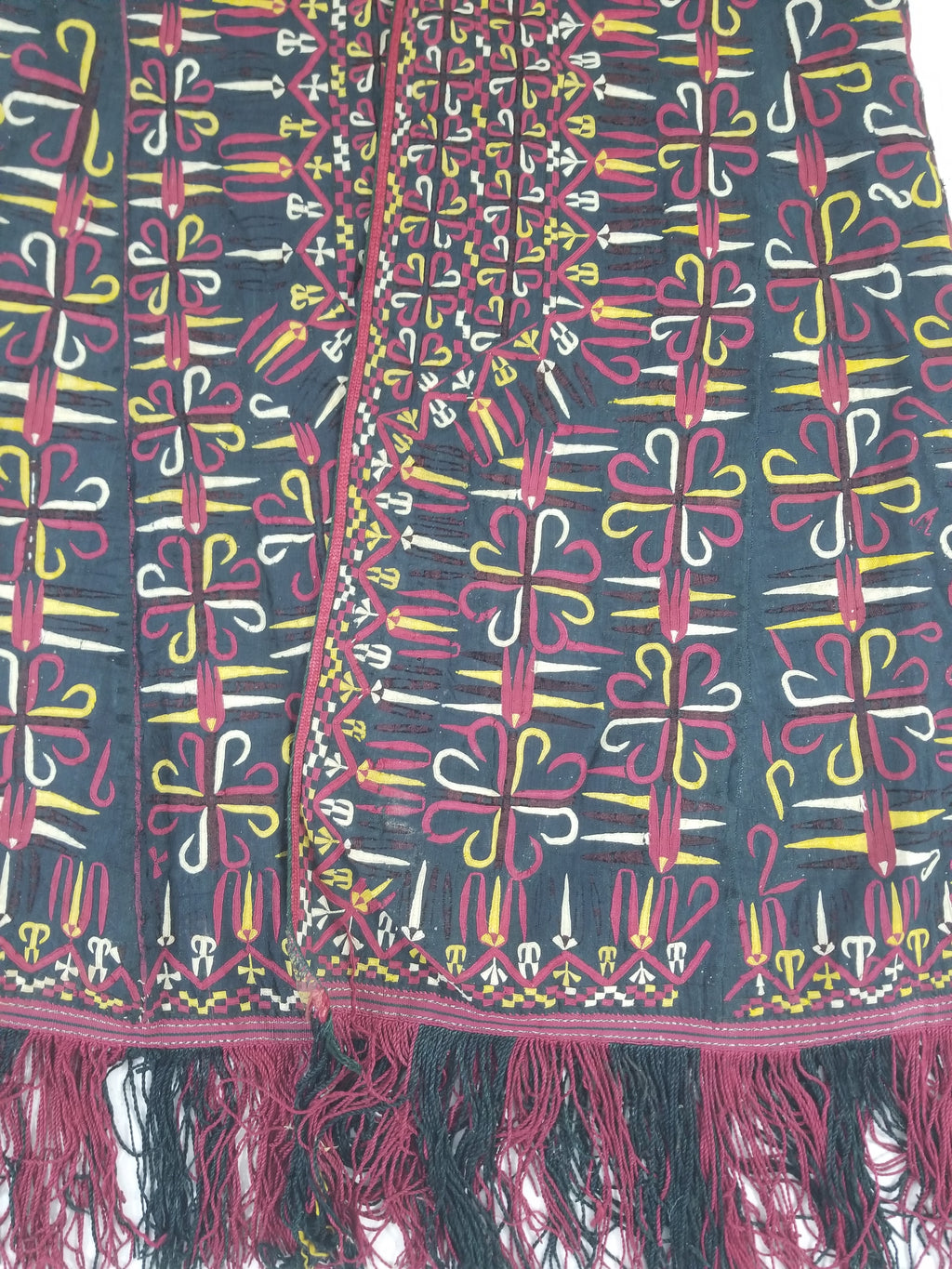 Vintage Turkmen Hand-Embroidered Symmetrical Tribal Robe