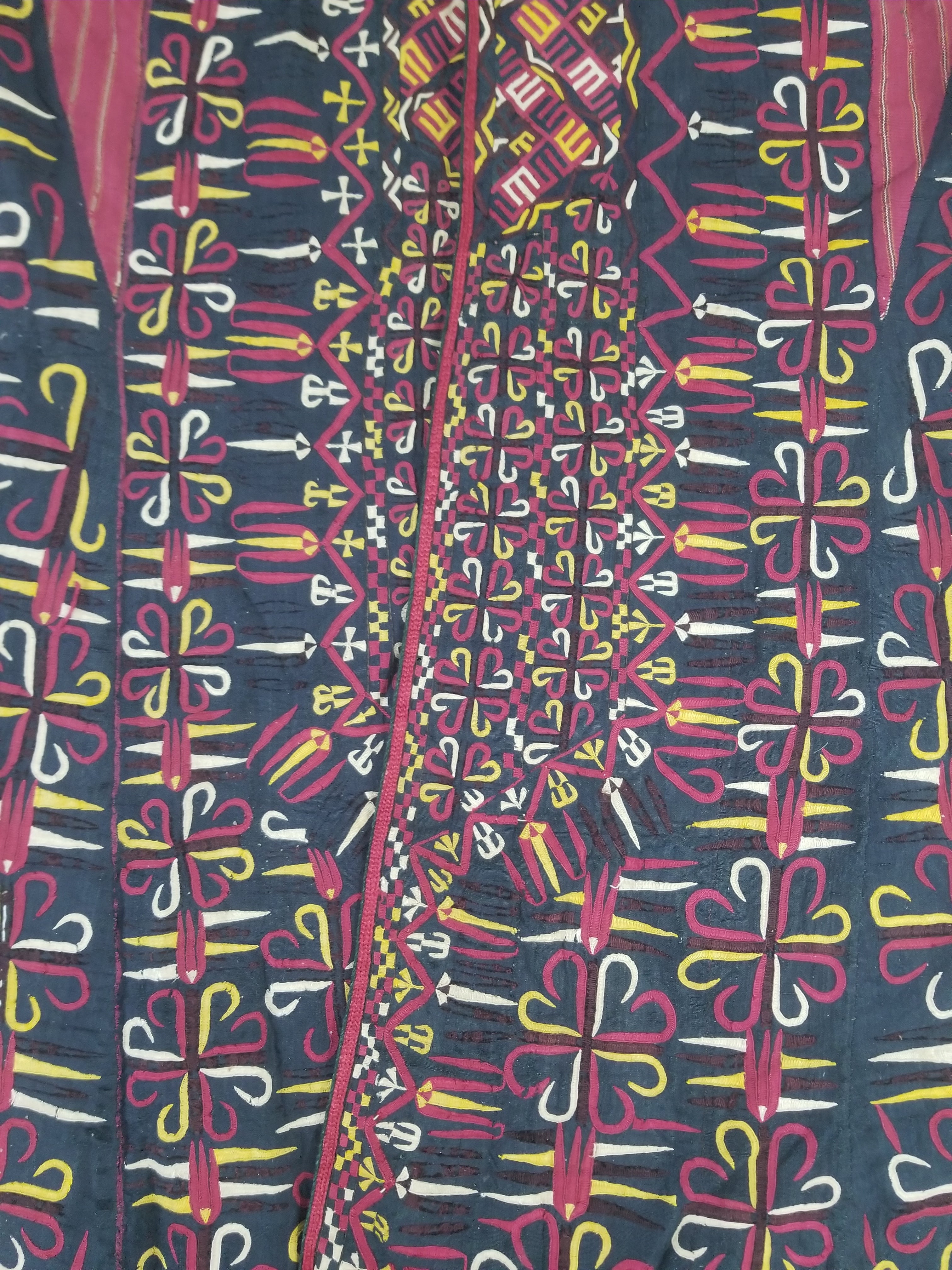 Vintage Turkmen Hand-Embroidered Symmetrical Tribal Robe