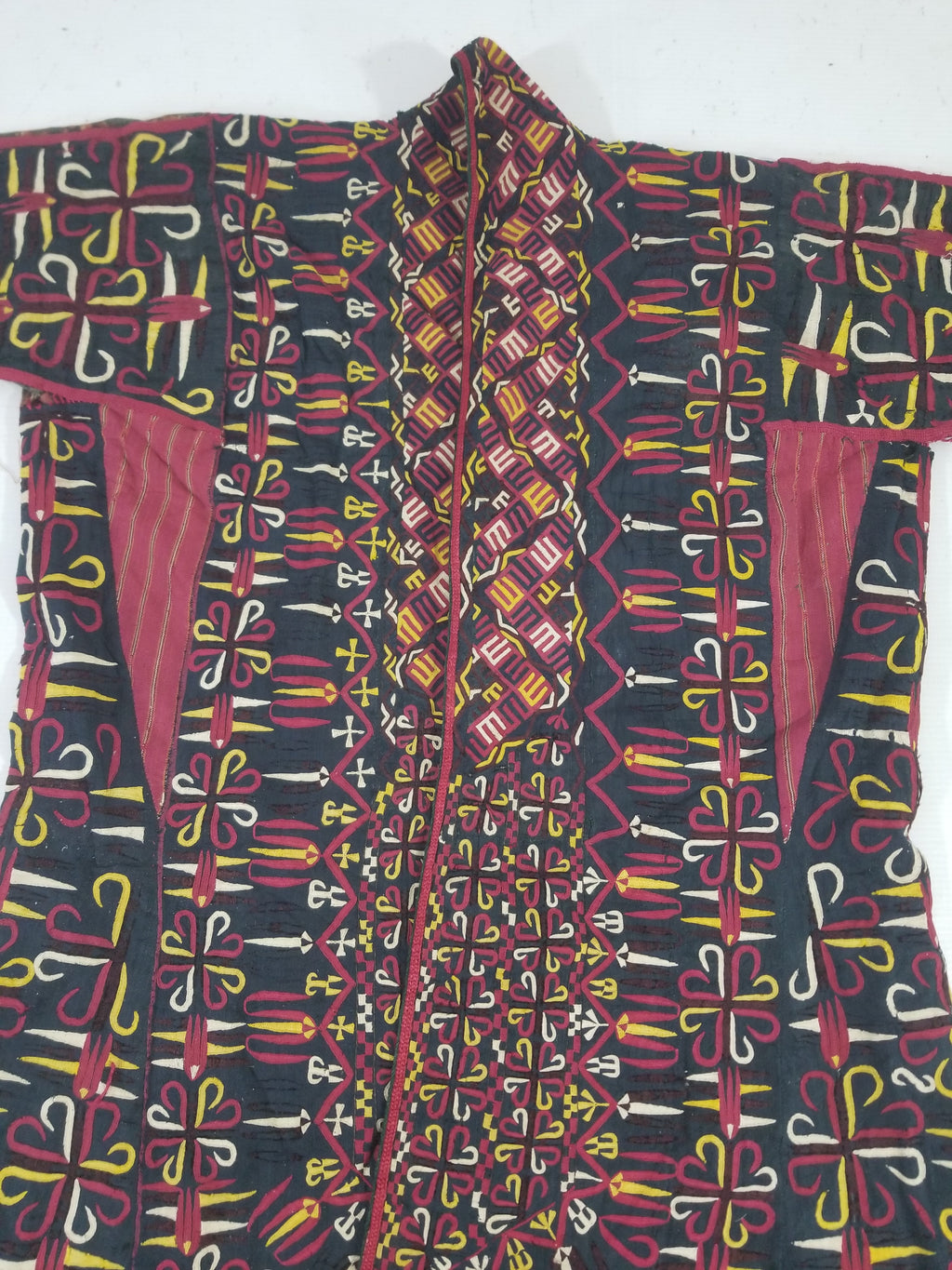 Vintage Turkmen Hand-Embroidered Symmetrical Tribal Robe