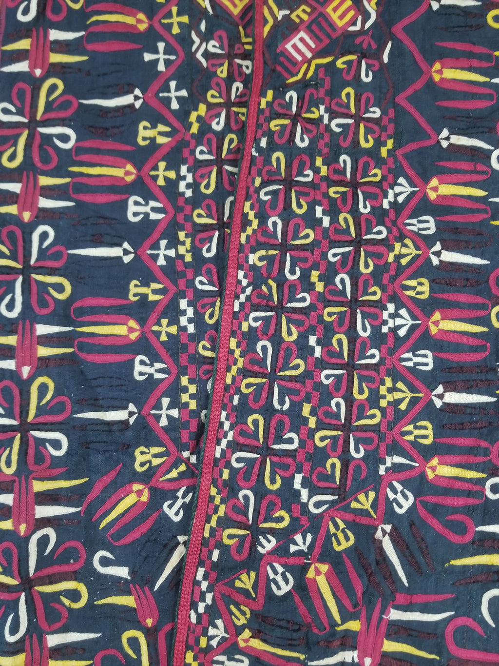 Vintage Turkmen Hand-Embroidered Symmetrical Tribal Robe