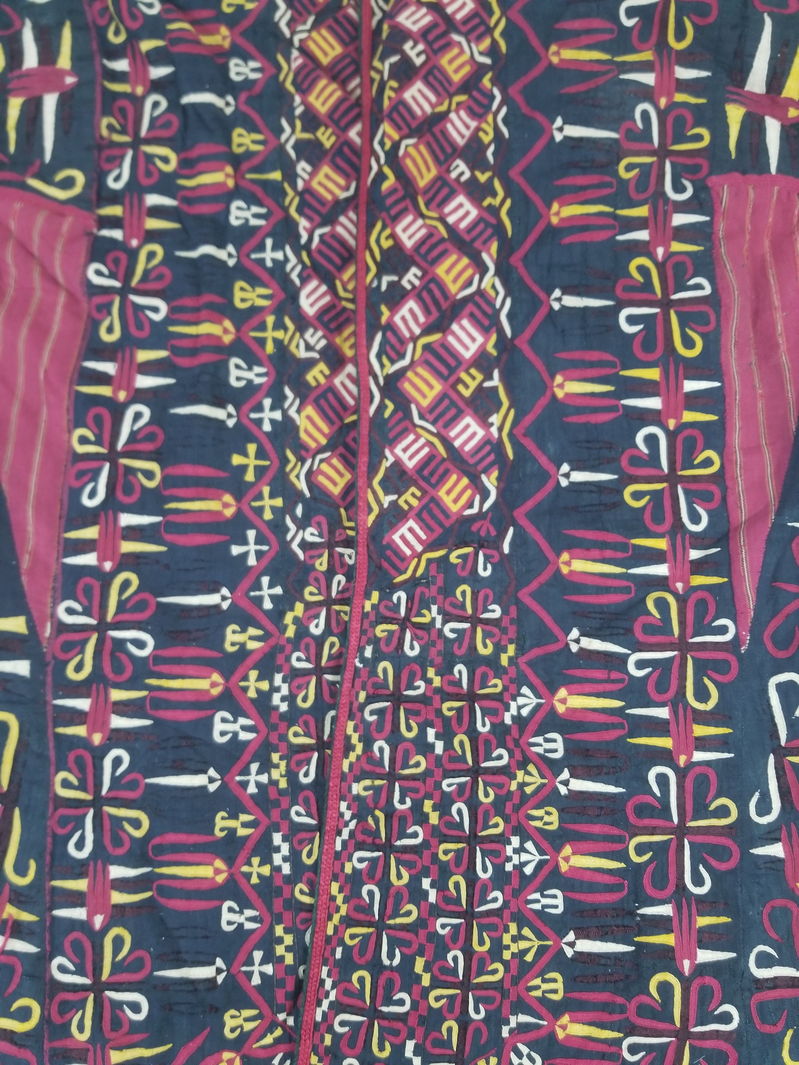 Vintage Turkmen Hand-Embroidered Symmetrical Tribal Robe
