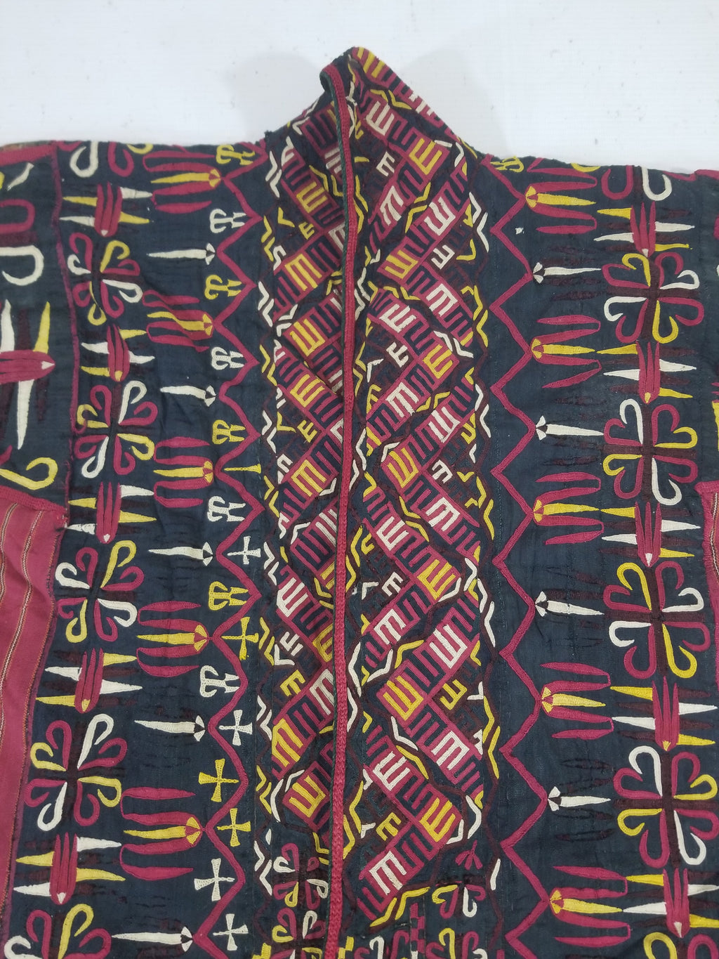 Vintage Turkmen Hand-Embroidered Symmetrical Tribal Robe