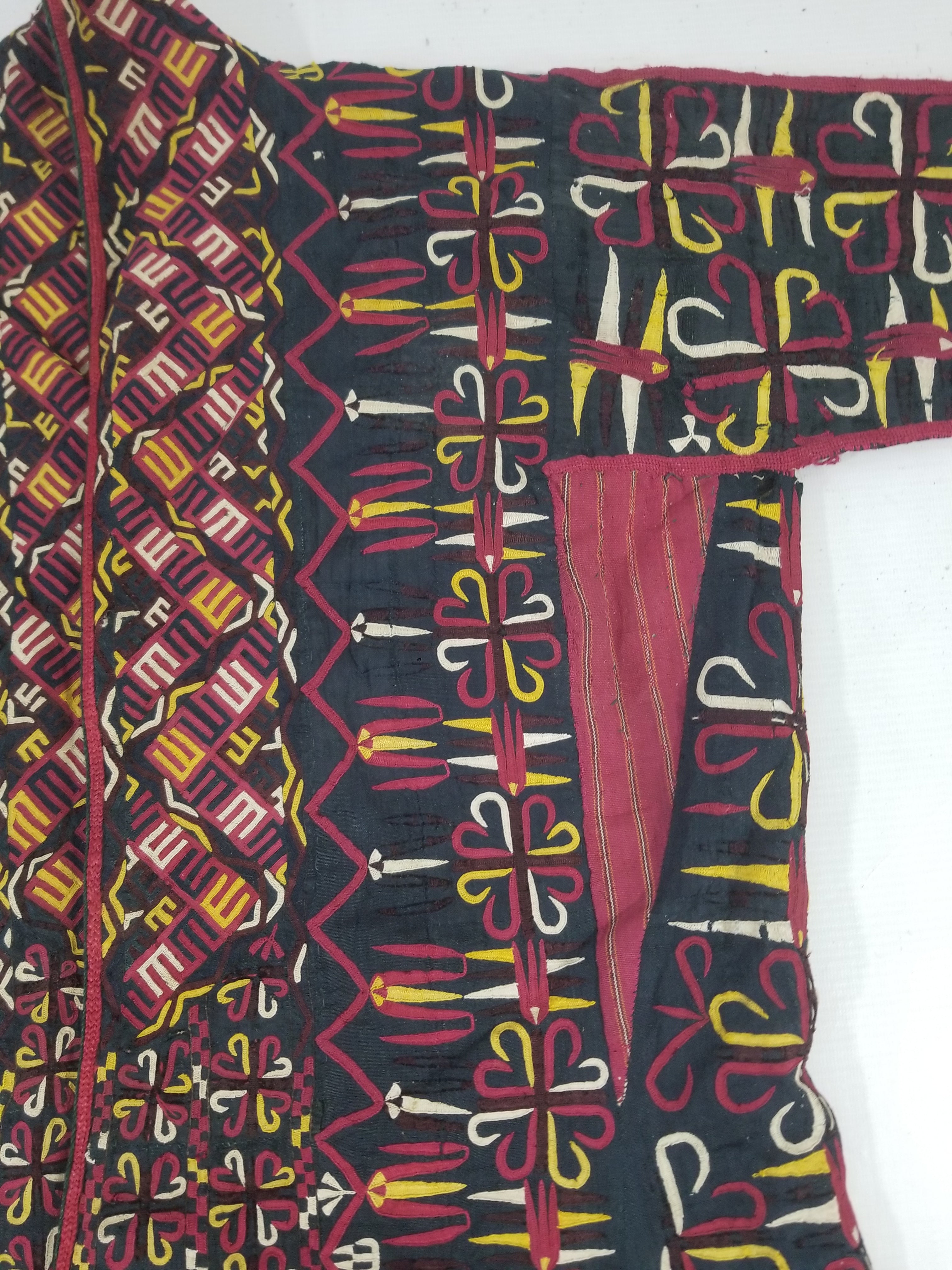Vintage Turkmen Hand-Embroidered Symmetrical Tribal Robe