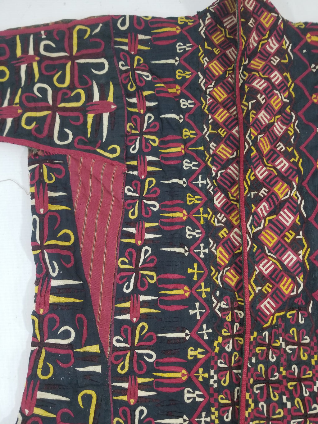 Vintage Turkmen Hand-Embroidered Symmetrical Tribal Robe