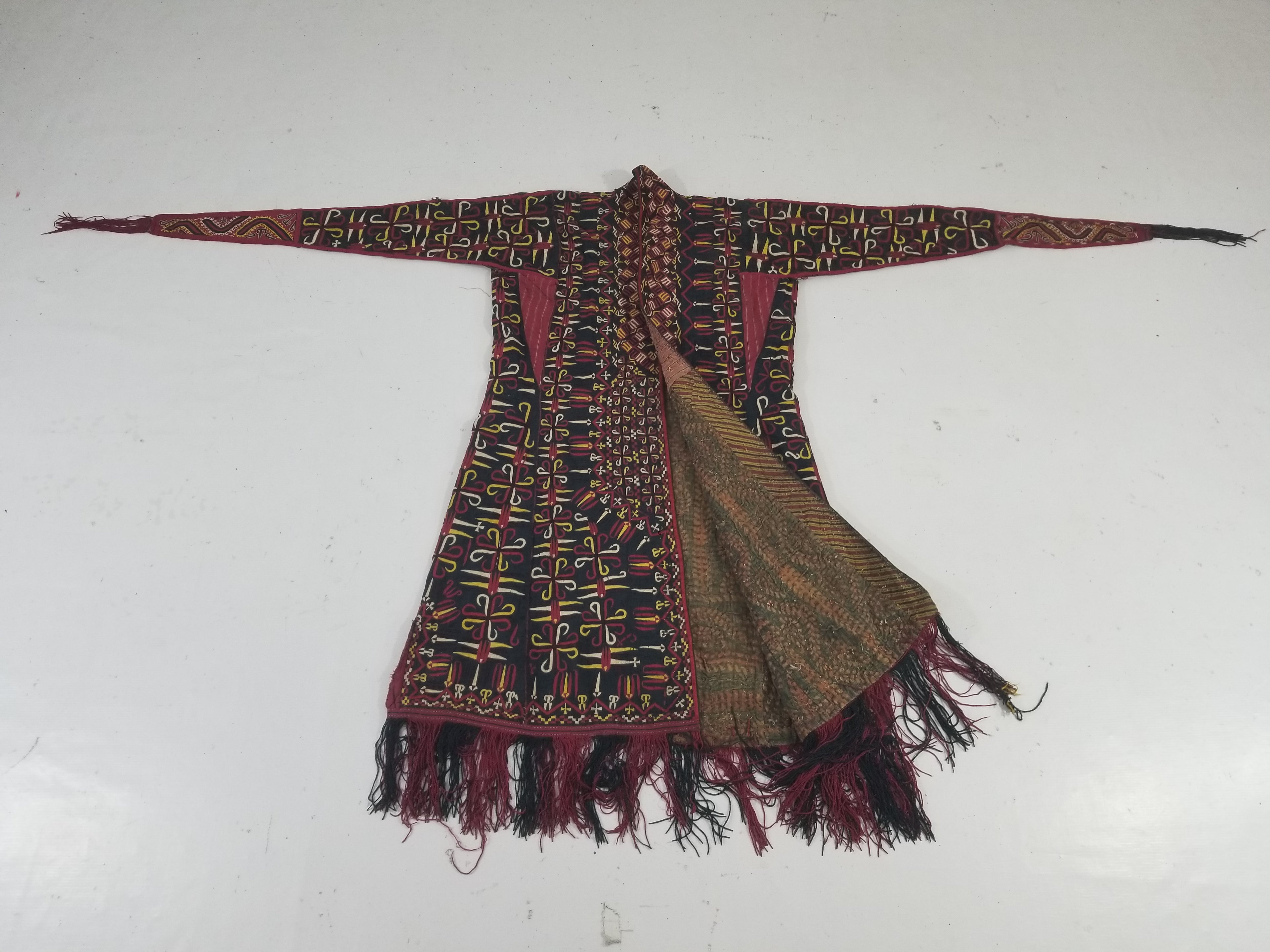 Vintage Turkmen Hand-Embroidered Symmetrical Tribal Robe