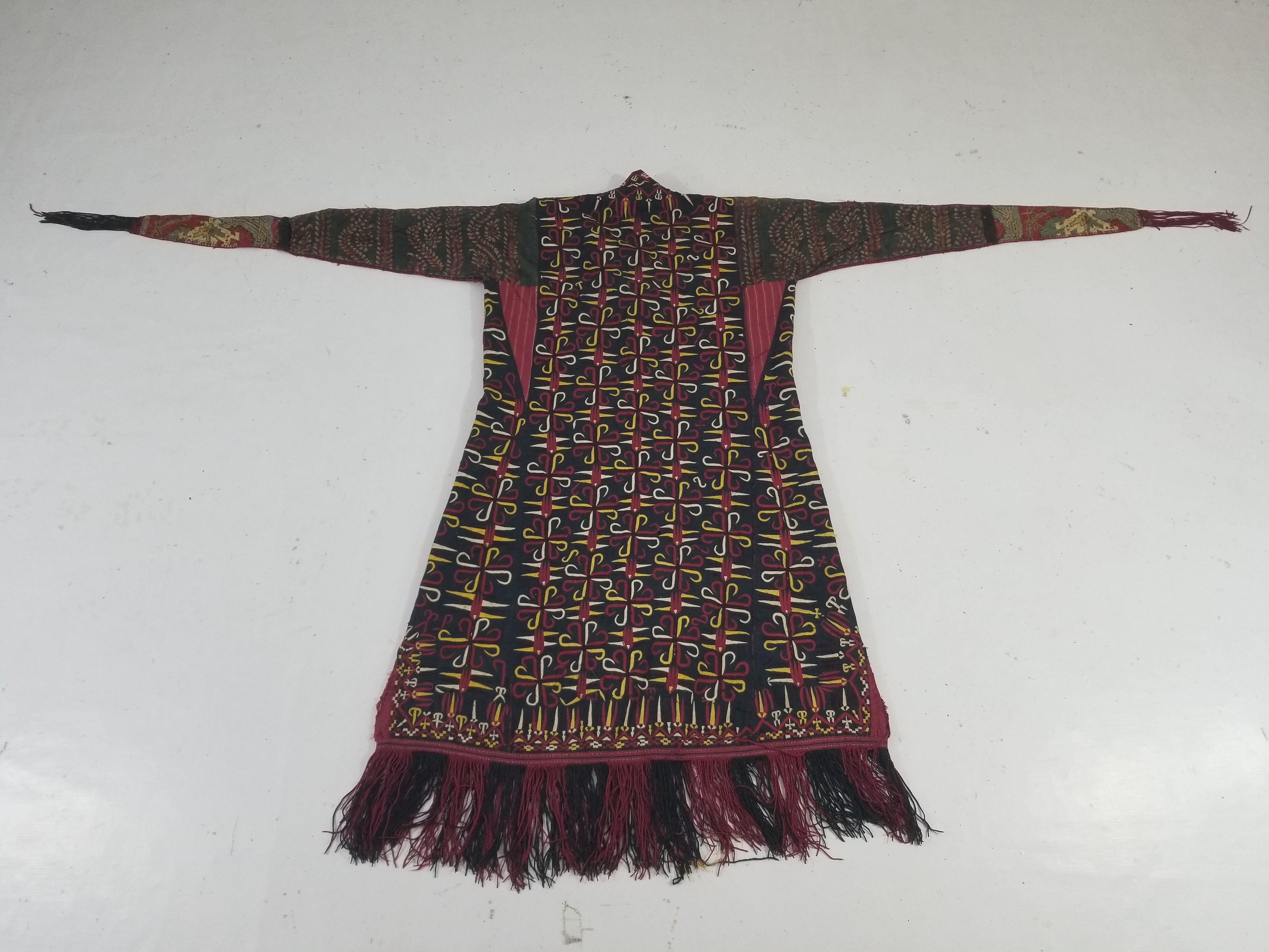 Vintage Turkmen Hand-Embroidered Symmetrical Tribal Robe