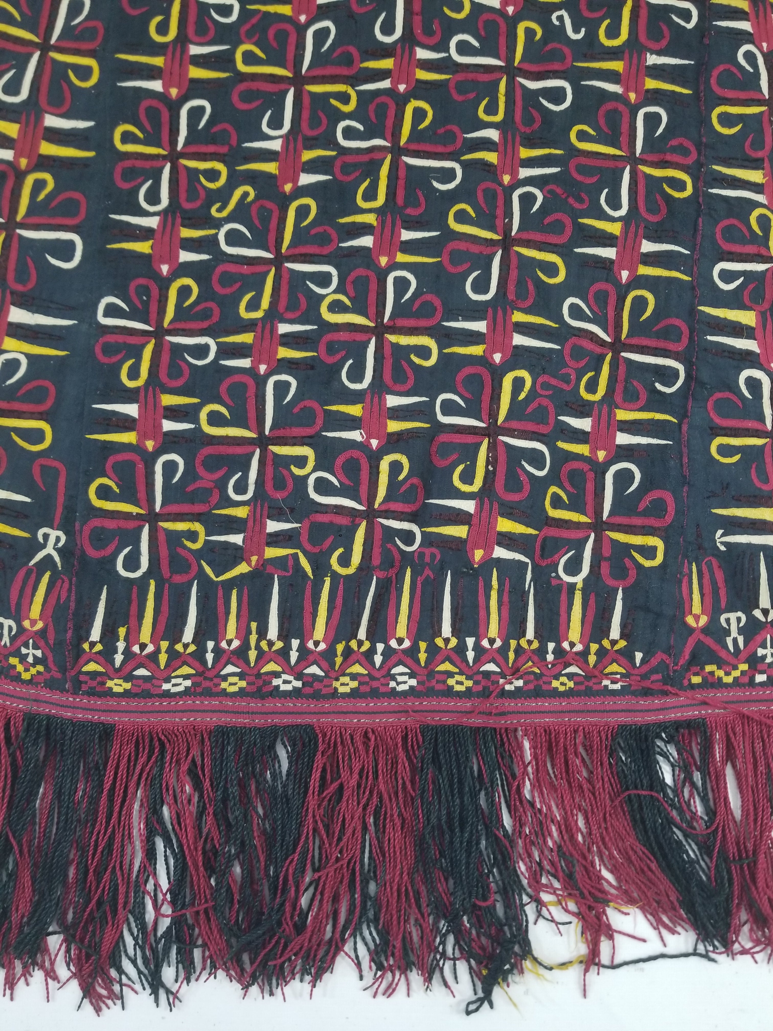 Vintage Turkmen Hand-Embroidered Symmetrical Tribal Robe