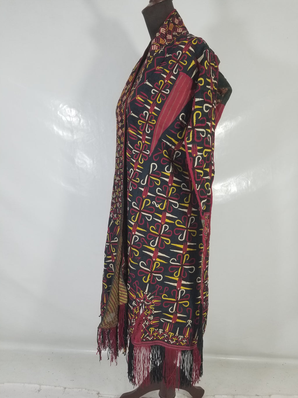 Vintage Turkmen Hand-Embroidered Symmetrical Tribal Robe