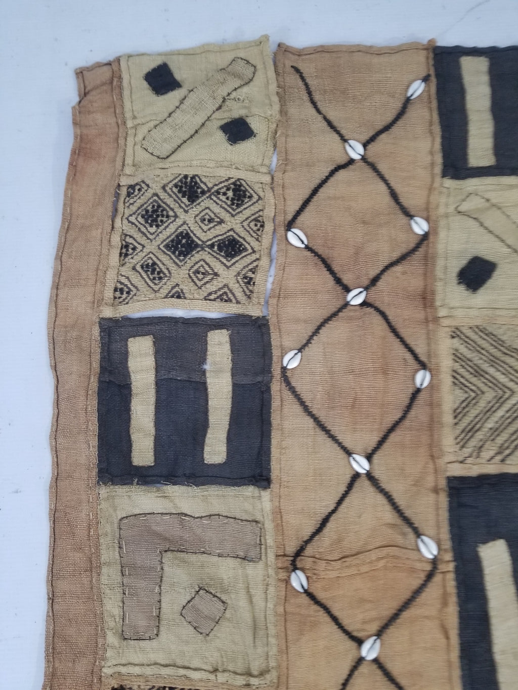 Vintage African Cowrie Shell & Embroidered Tribal Textile Runner 320x55cm