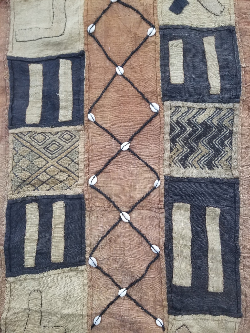 Vintage African Cowrie Shell & Embroidered Tribal Textile Runner 320x55cm