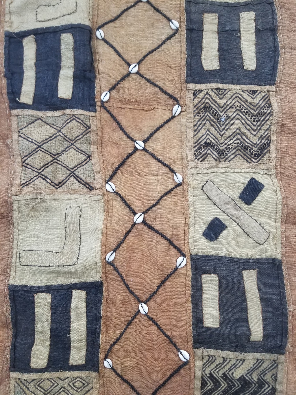 Vintage African Cowrie Shell & Embroidered Tribal Textile Runner 320x55cm