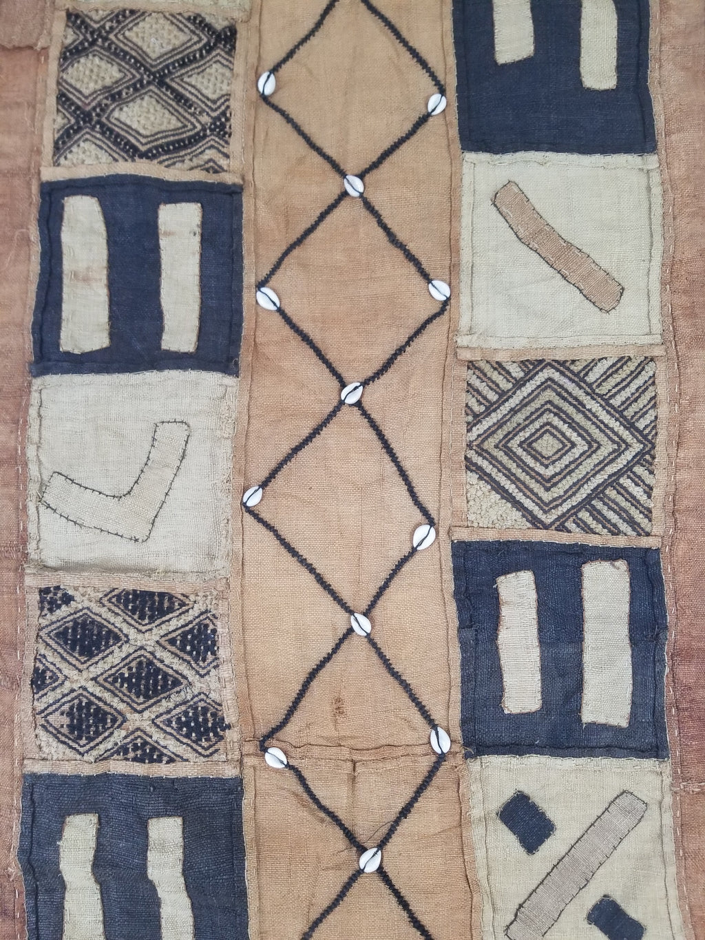 Vintage African Cowrie Shell & Embroidered Tribal Textile Runner 320x55cm