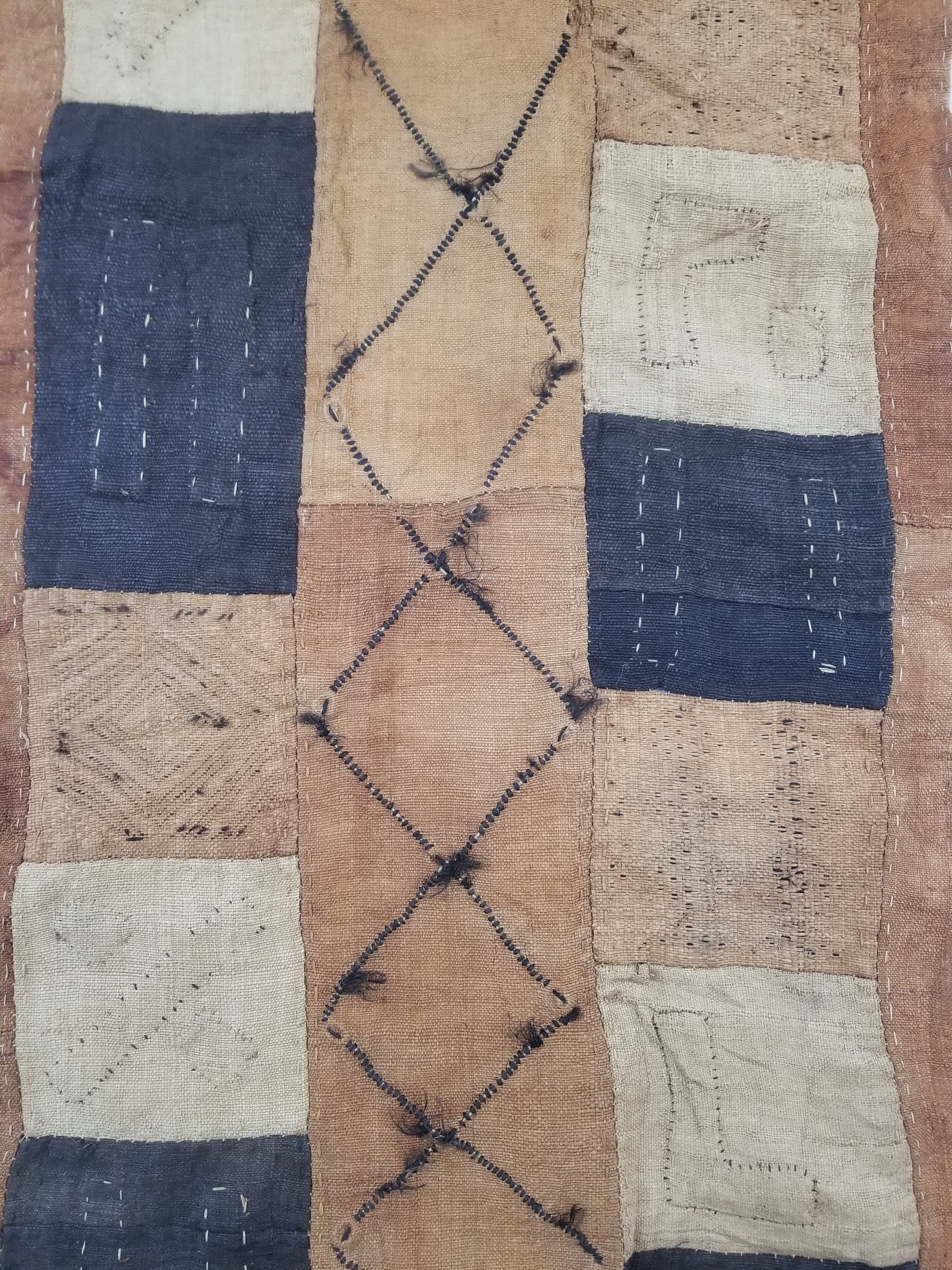 Vintage African Cowrie Shell & Embroidered Tribal Textile Runner 320x55cm