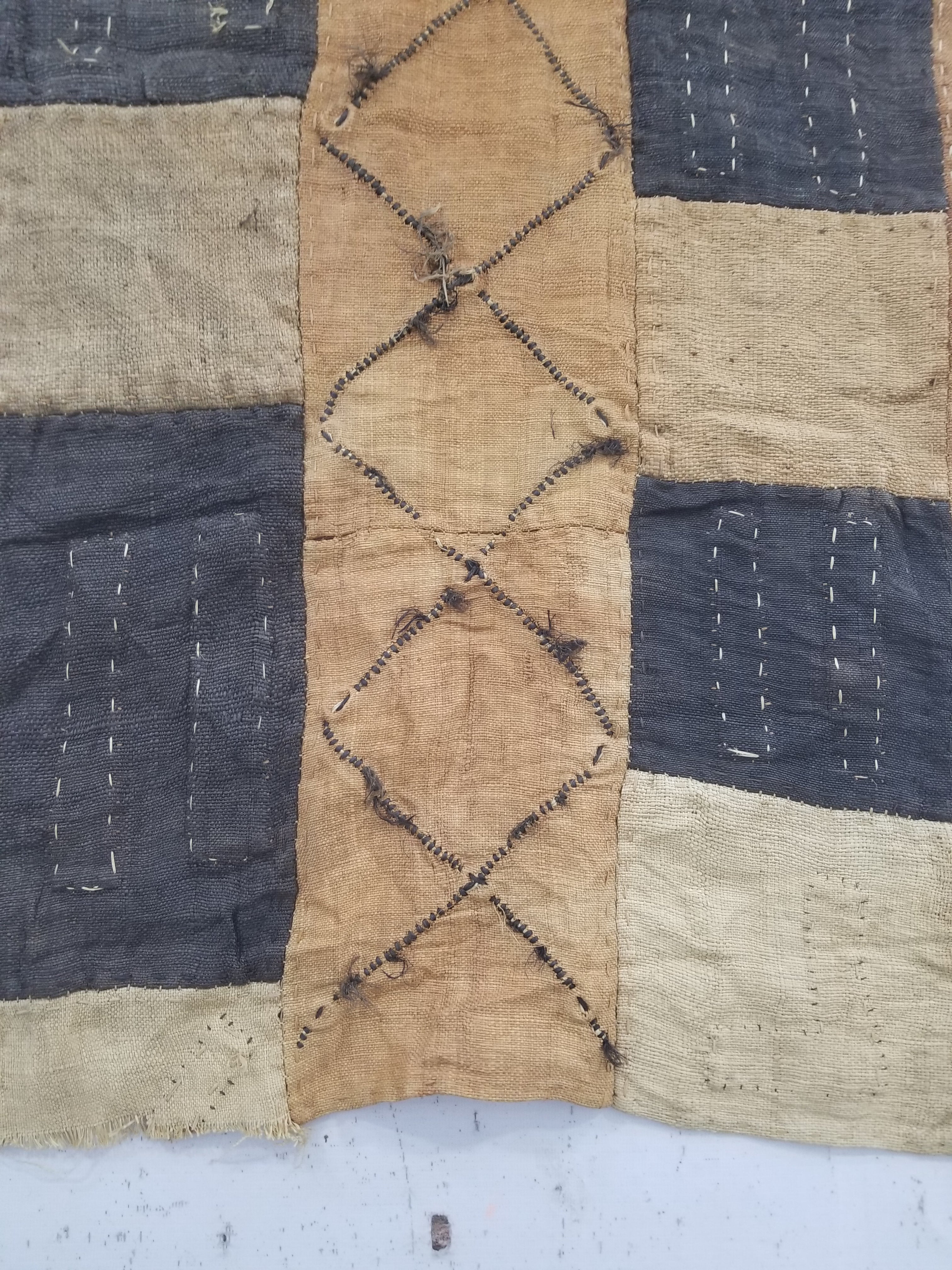 Vintage African Cowrie Shell & Embroidered Tribal Textile Runner 320x55cm