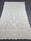 Vintage European Floral & Cherub Brussels Lace Tablecloth 250x50cm