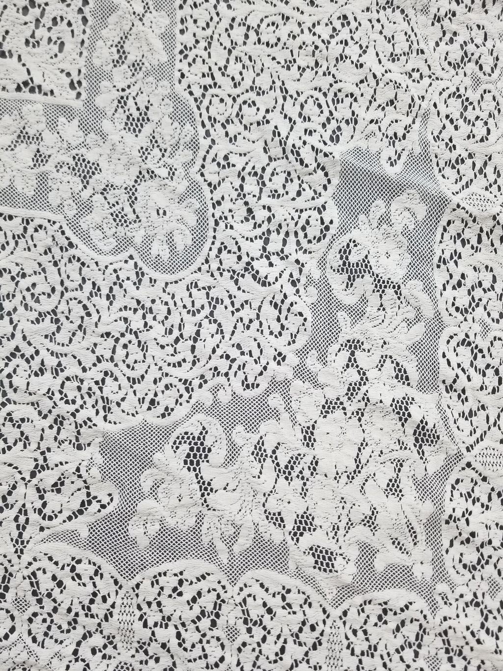 Vintage European Floral & Cherub Brussels Lace Tablecloth 250x50cm
