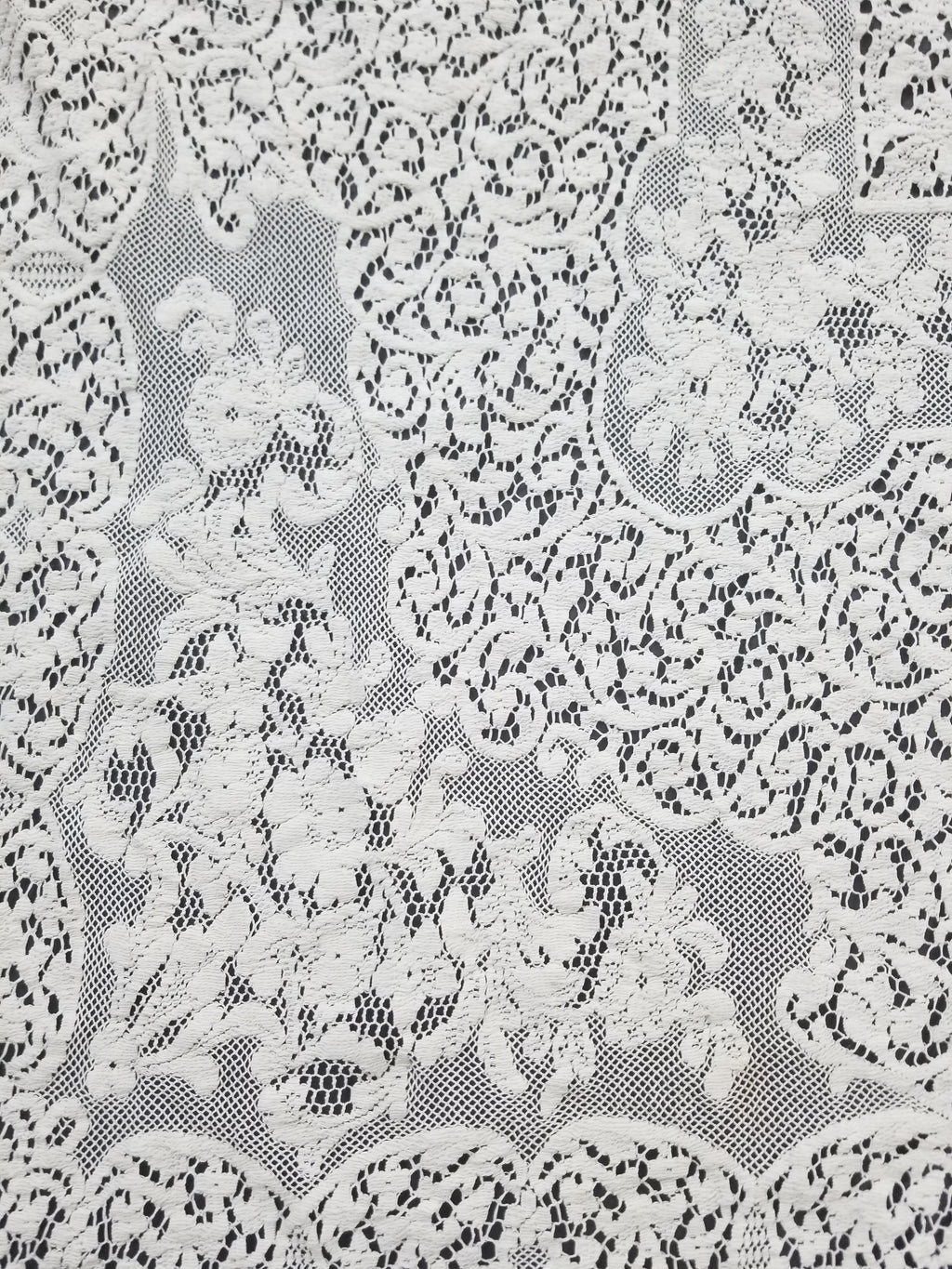 Vintage European Floral & Cherub Brussels Lace Tablecloth 250x50cm