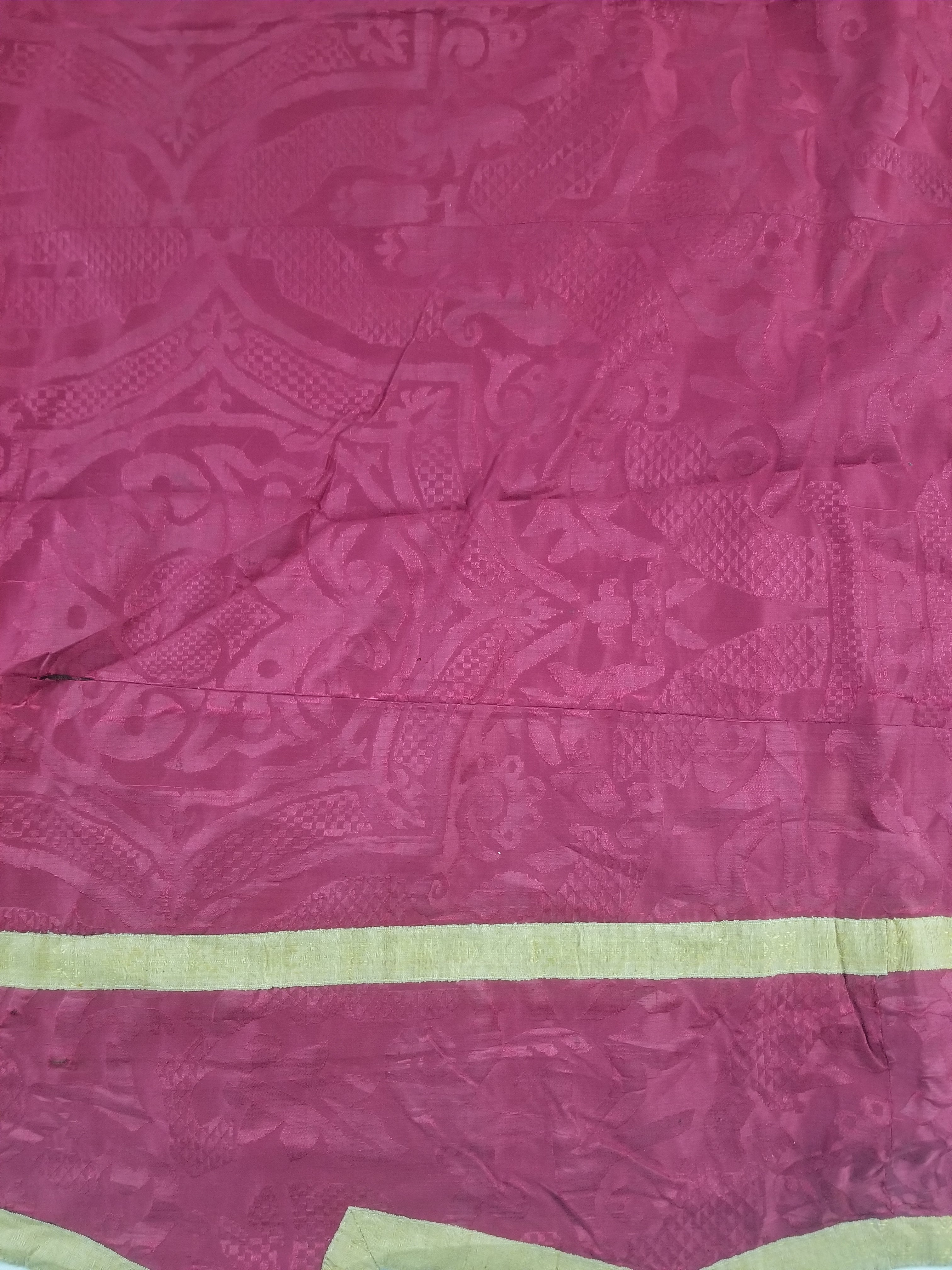 Antique French Silk Brocade Metallic Trim Ecclesiastical Altar Frontal 248x173cm