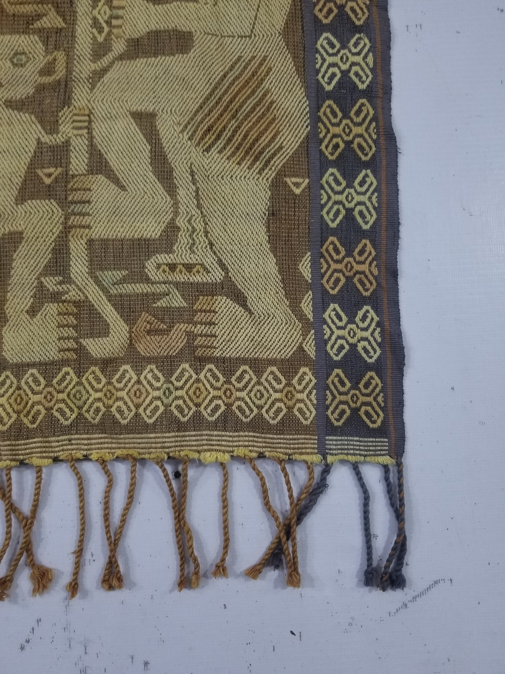 Vintage Indonesian Sumba Ikat Handwoven Figural Tapestry 142x148cm
