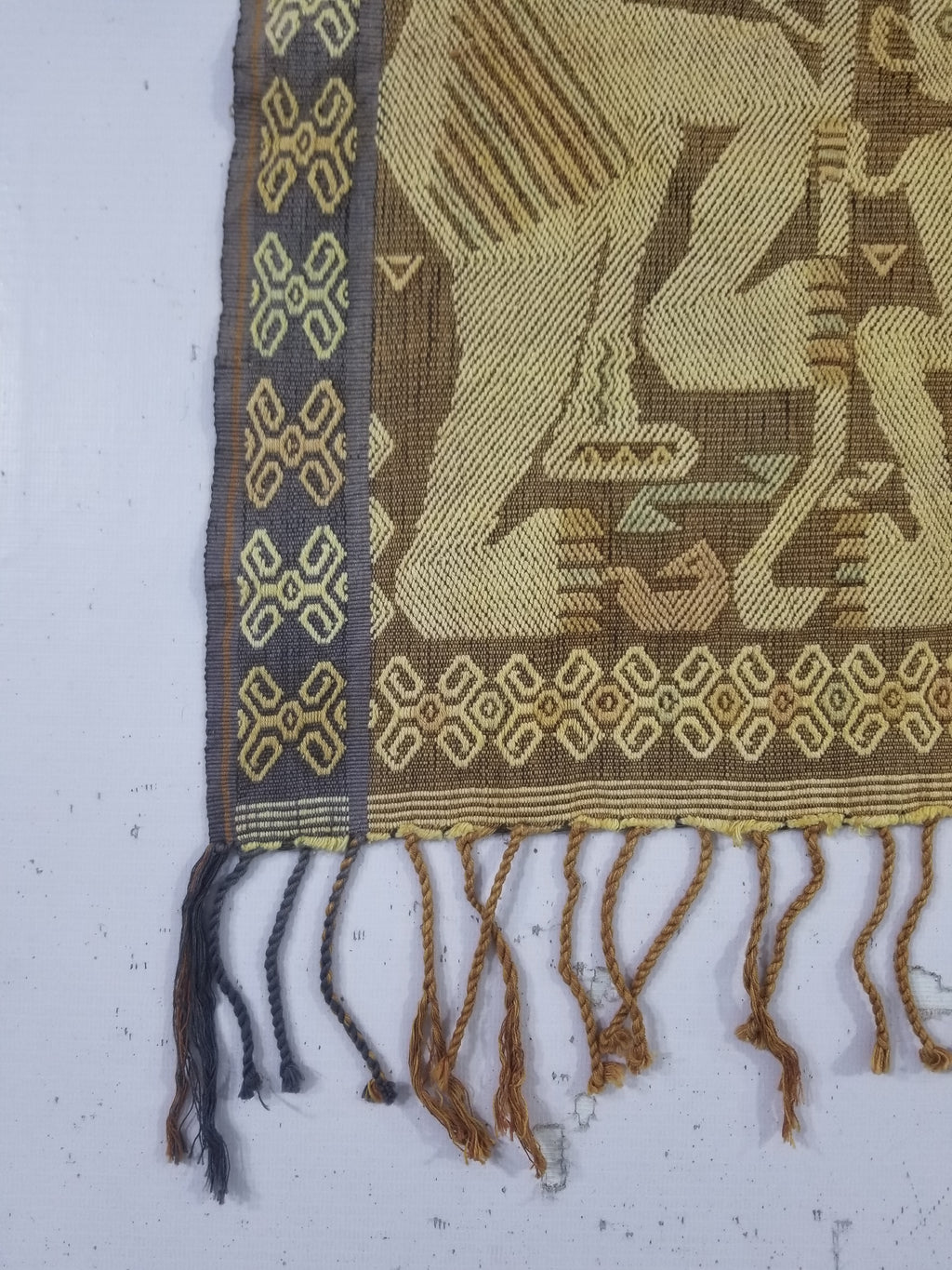 Vintage Indonesian Sumba Ikat Handwoven Figural Tapestry 142x148cm
