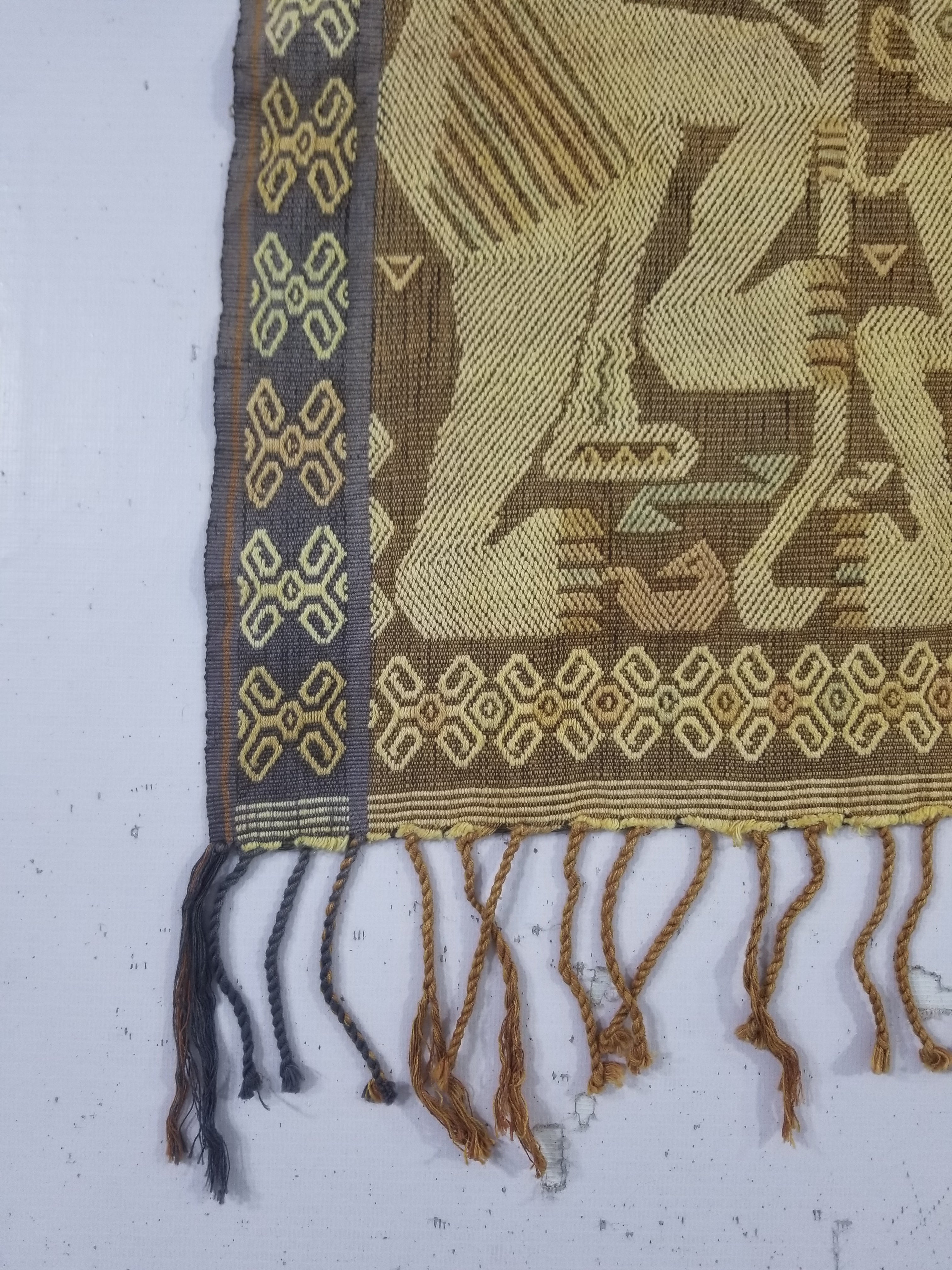 Vintage Indonesian Sumba Ikat Handwoven Figural Tapestry 142x148cm