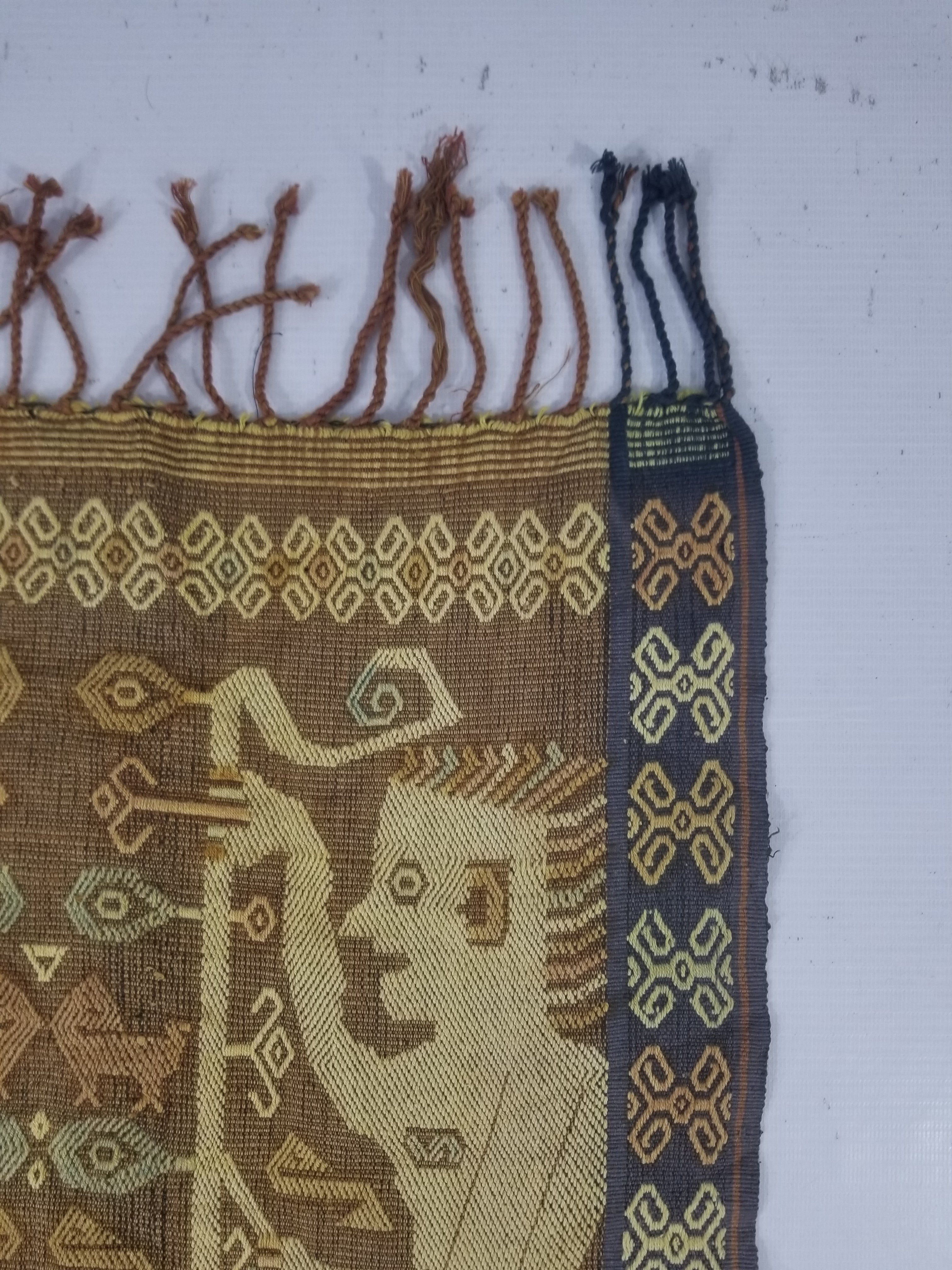 Vintage Indonesian Sumba Ikat Handwoven Figural Tapestry 142x148cm