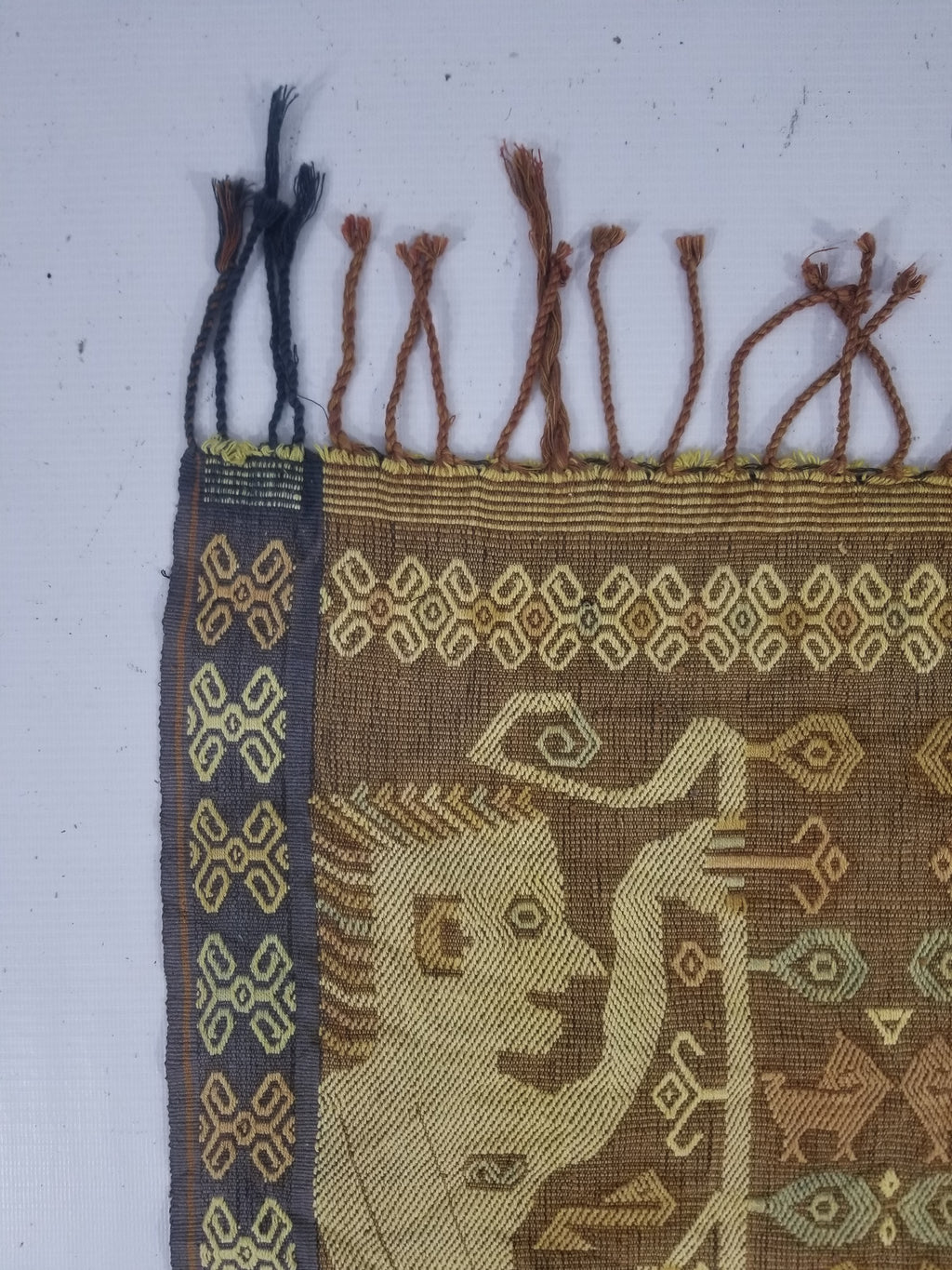 Vintage Indonesian Sumba Ikat Handwoven Figural Tapestry 142x148cm