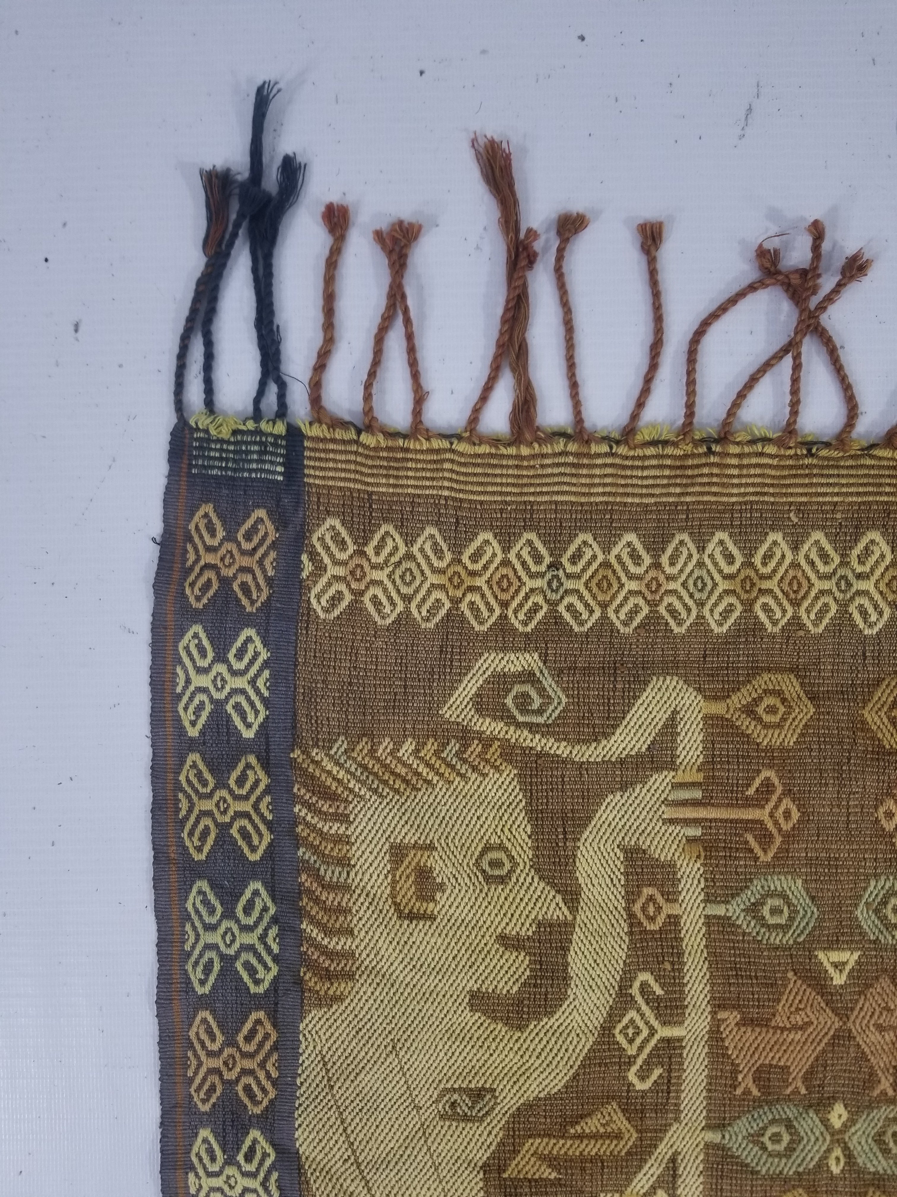 Vintage Indonesian Sumba Ikat Handwoven Figural Tapestry 142x148cm