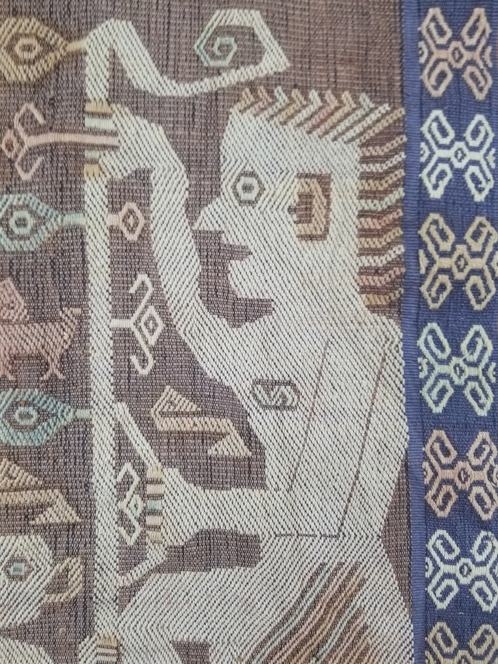 Vintage Indonesian Sumba Ikat Handwoven Figural Tapestry 142x148cm