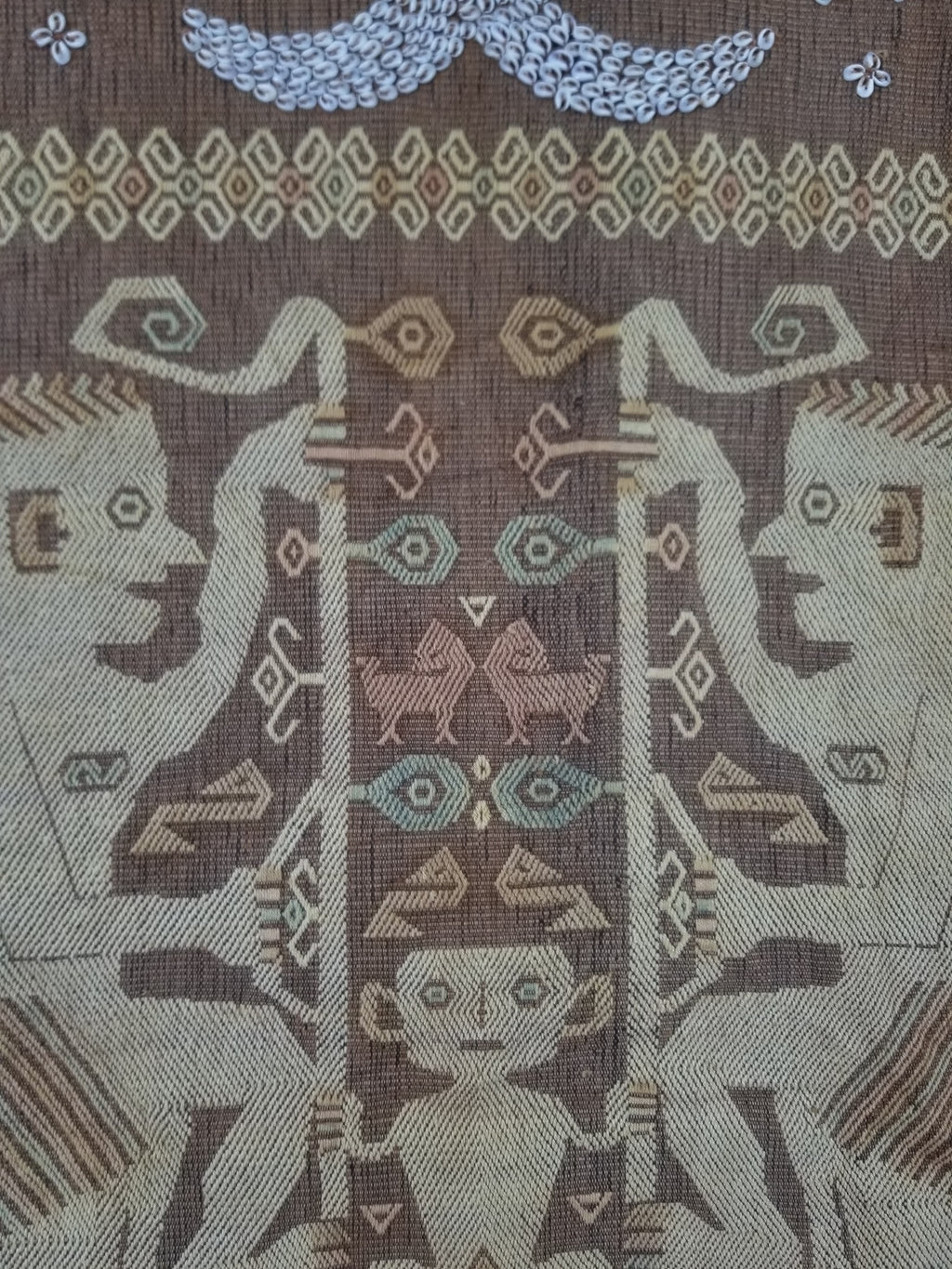 Vintage Indonesian Sumba Ikat Handwoven Figural Tapestry 142x148cm