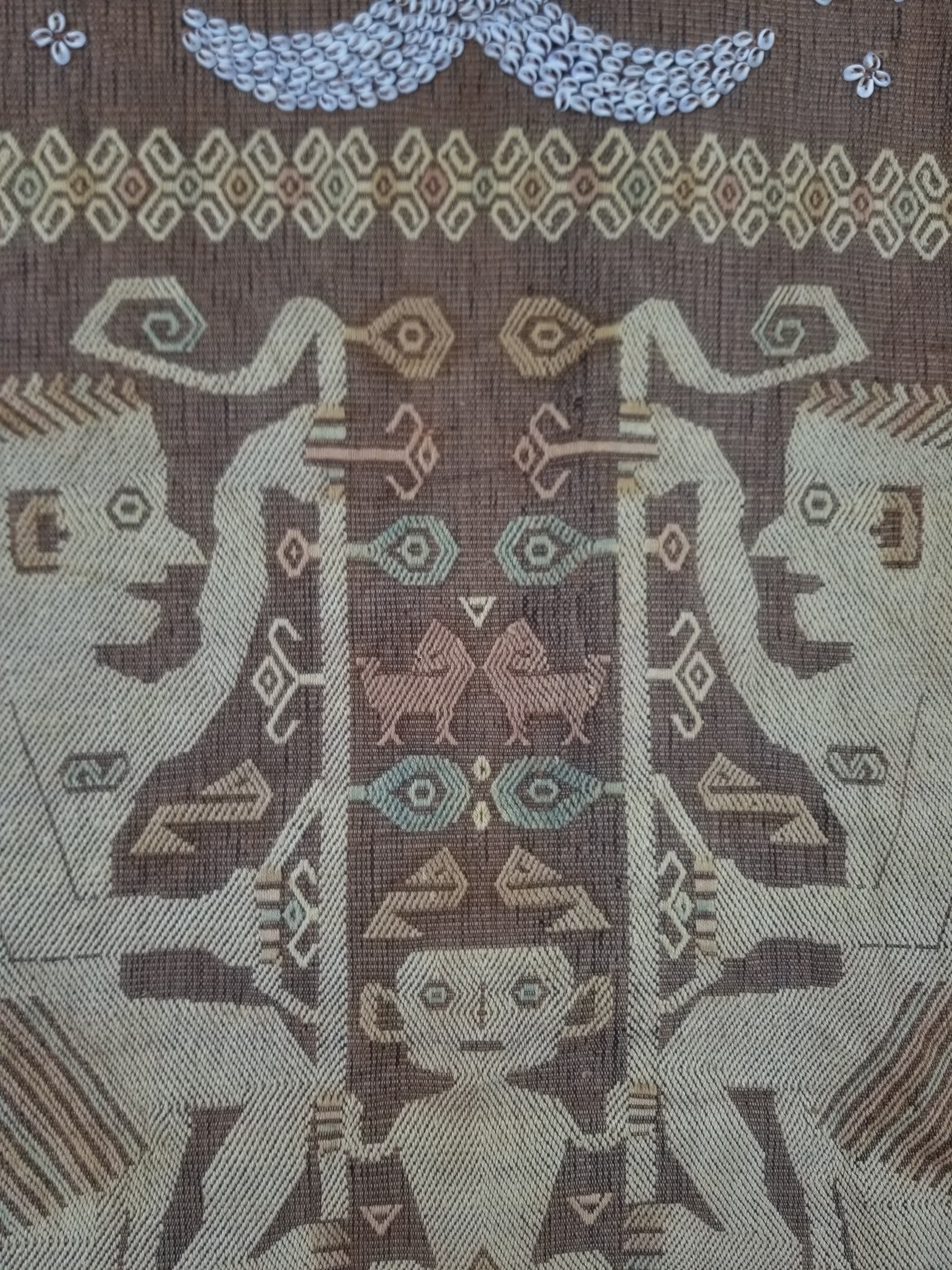 Vintage Indonesian Sumba Ikat Handwoven Figural Tapestry 142x148cm